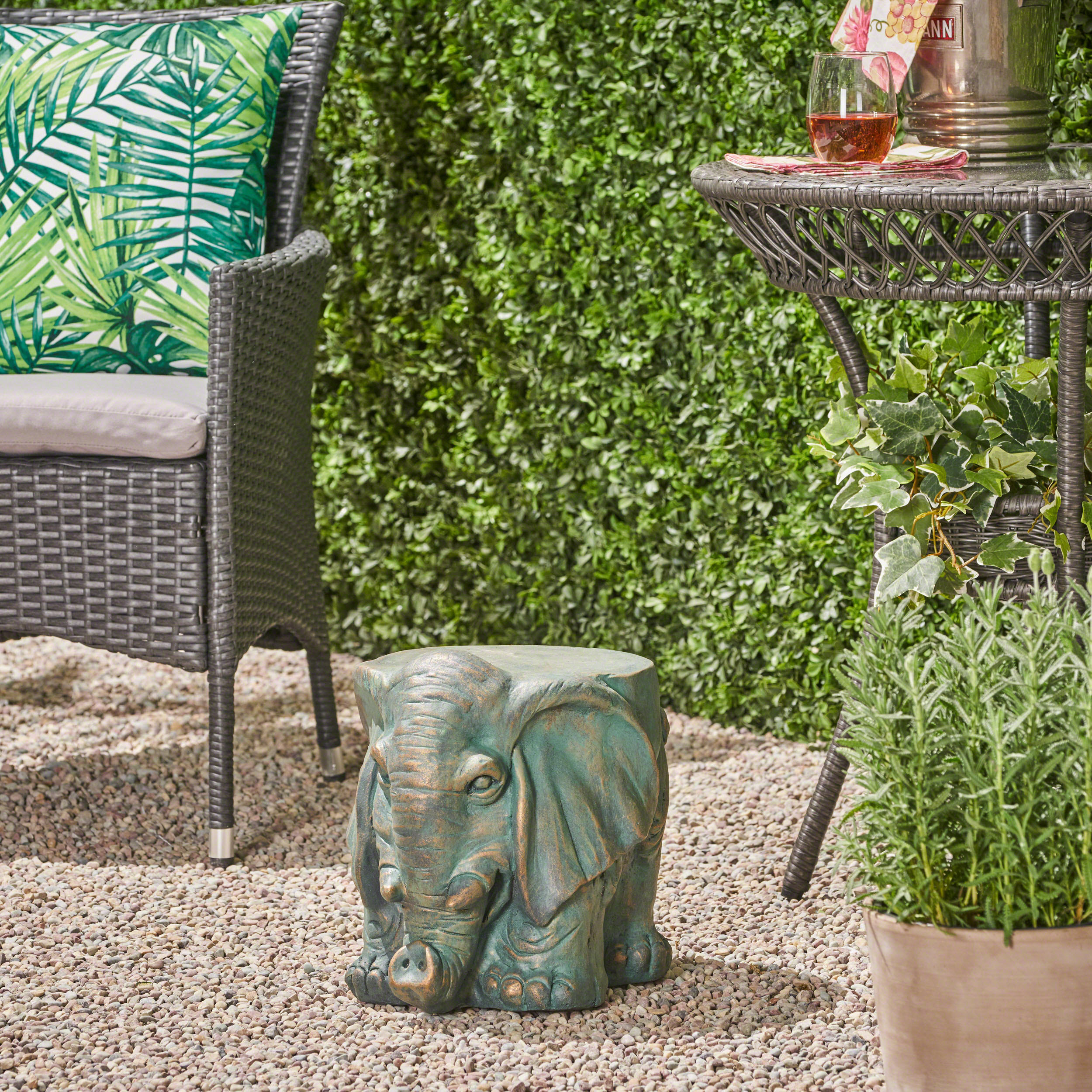 Elephant Garden Stool, Copper Patina - Image 6