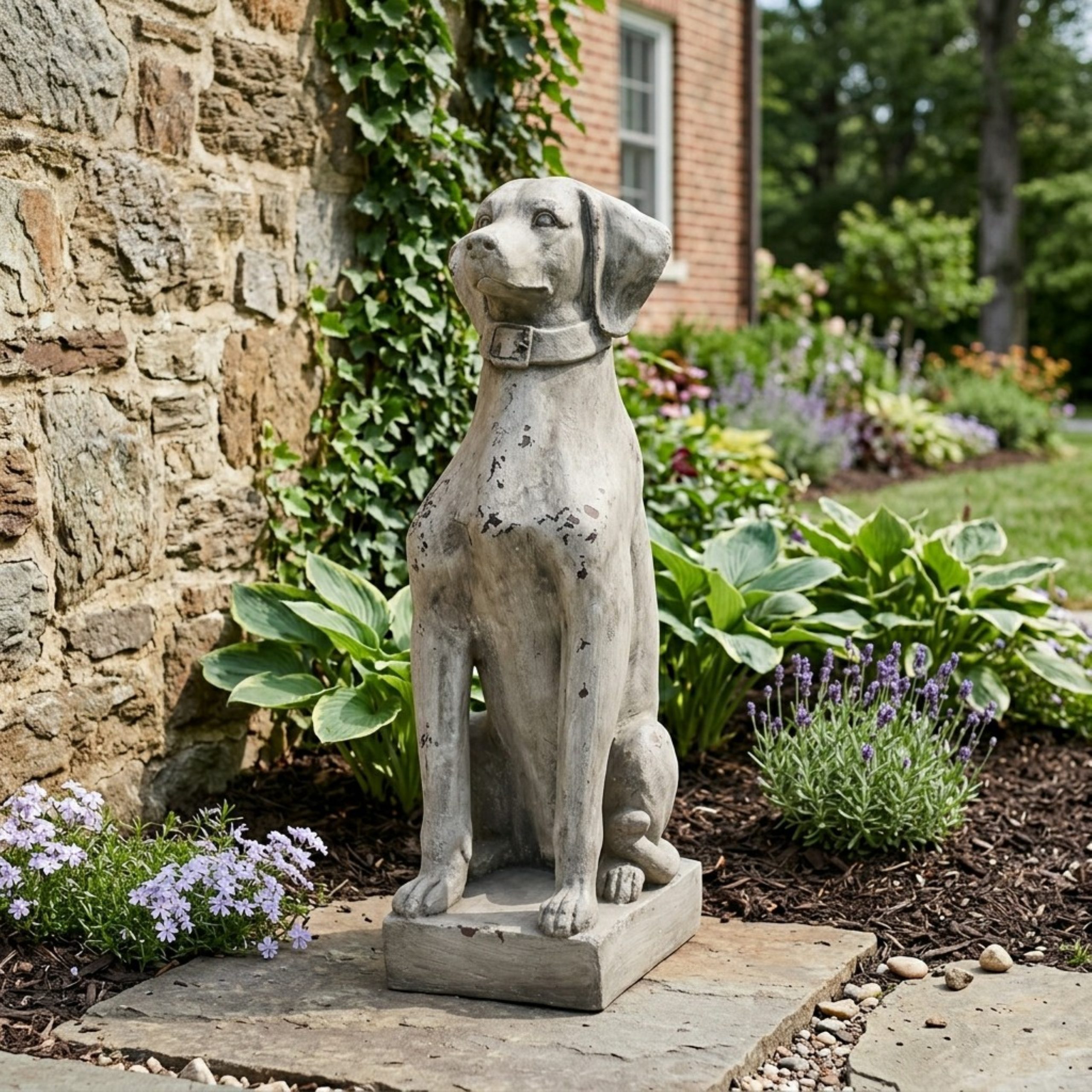 MGO DOG DECOR, Outdoor Dog Statue, Antique White, No Assembly Required - Image 2