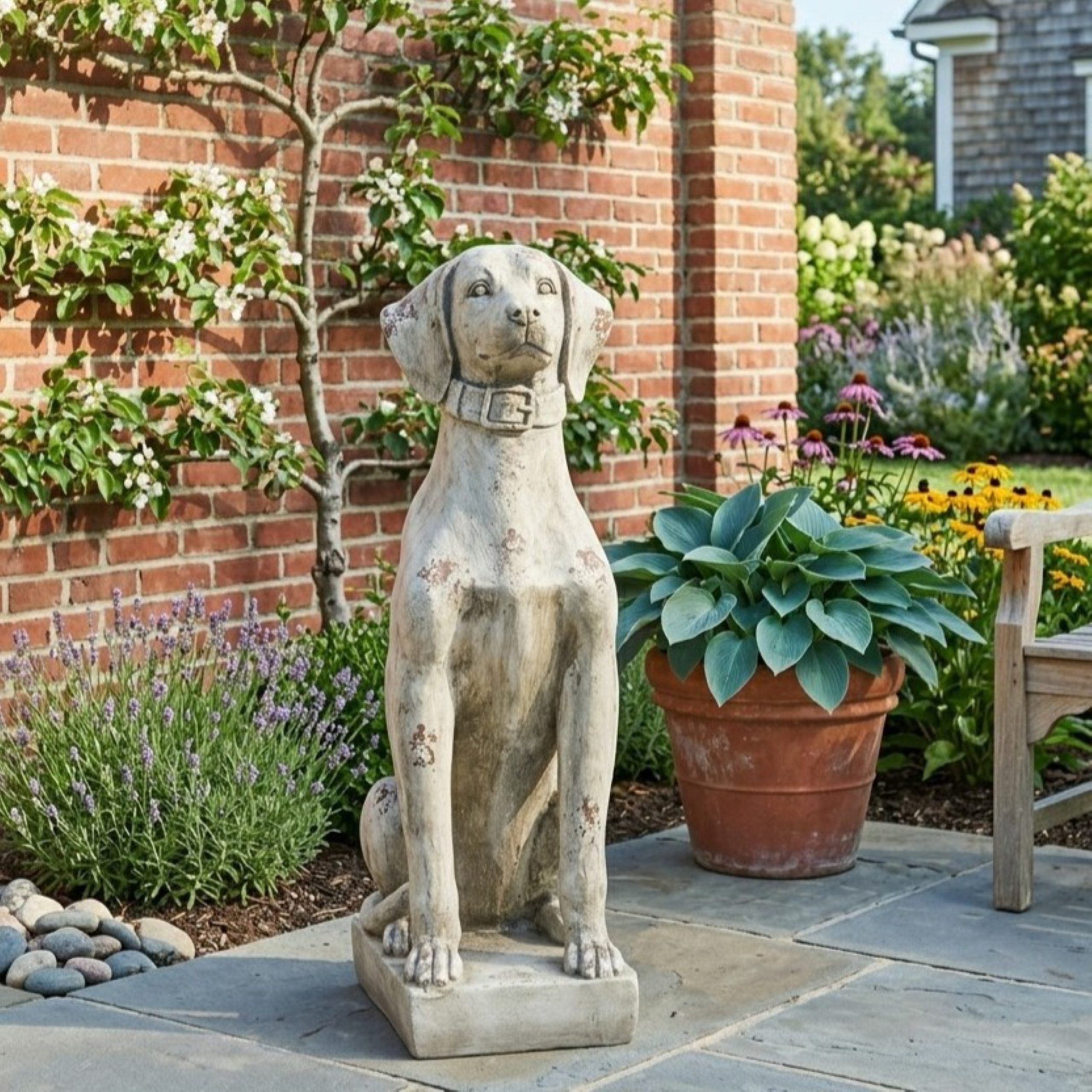 MGO DOG DECOR, Outdoor Dog Statue, Antique White, No Assembly Required - Image 3