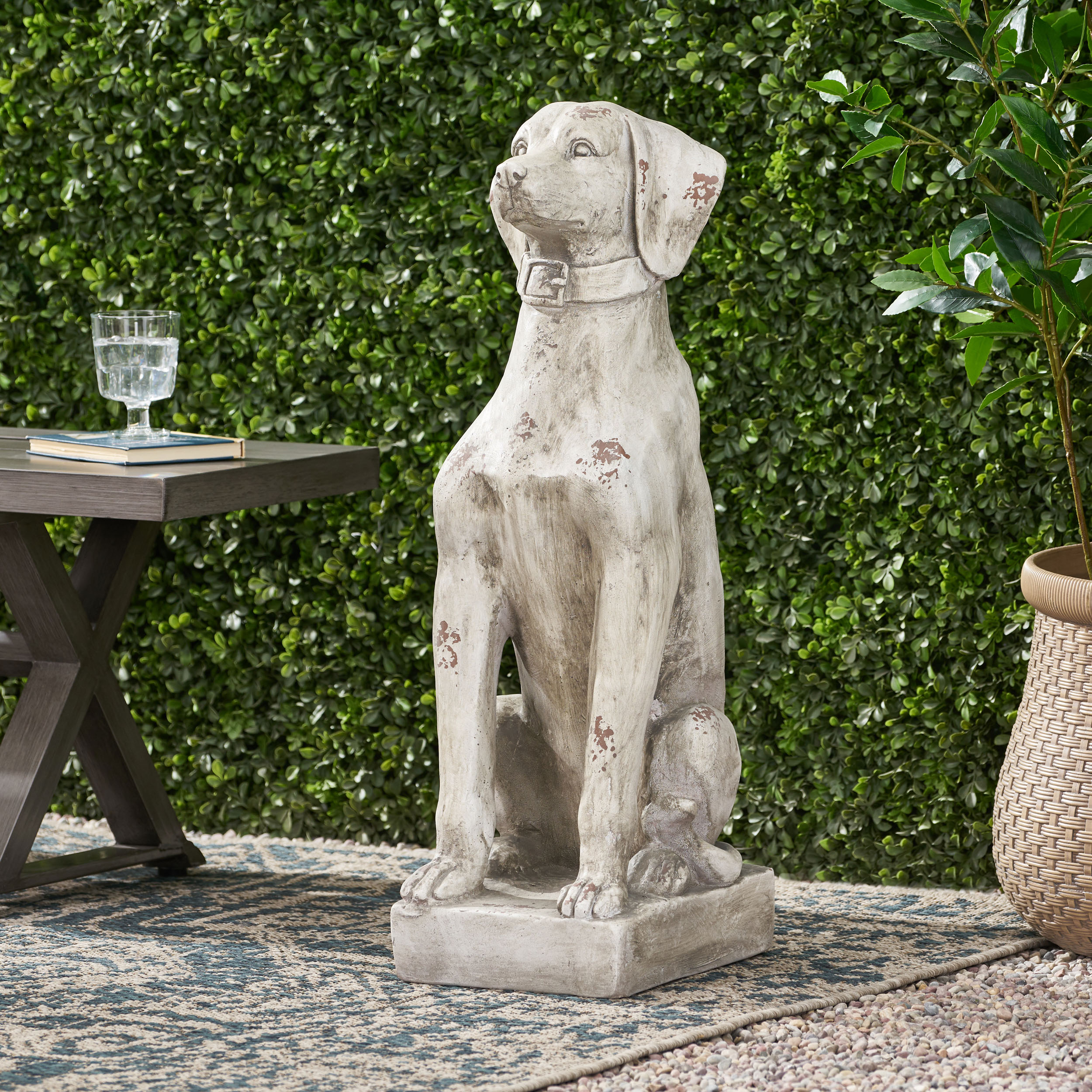 MGO DOG DECOR, Outdoor Dog Statue, Antique White, No Assembly Required - Image 5
