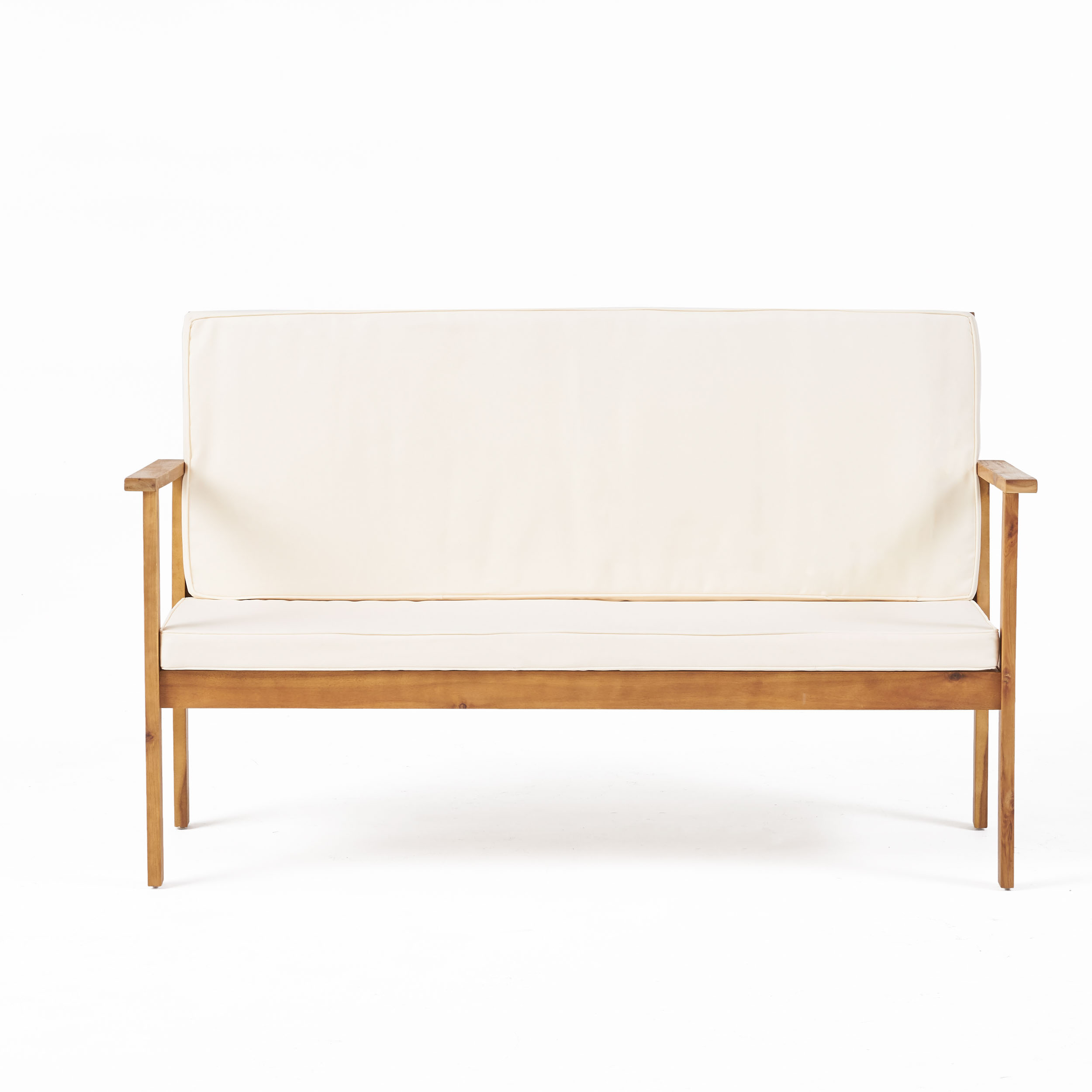 Beige Acacia Wood Loveseat with Water-Resistant Cushions, Outdoor Patio Furniture for Balcony & Garden (Original SKU:56930.00) - Image 6