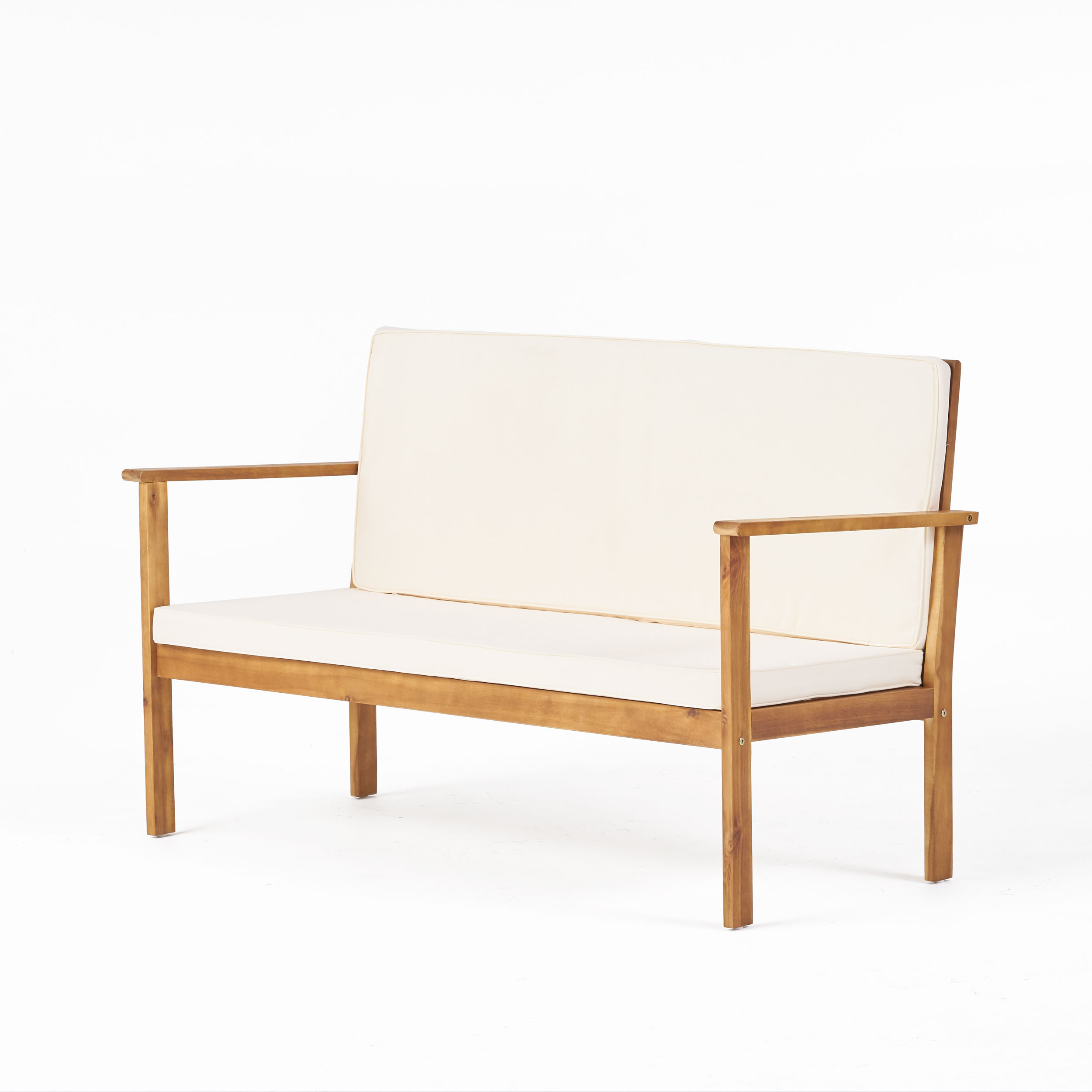 Beige Acacia Wood Loveseat with Water-Resistant Cushions, Outdoor Patio Furniture for Balcony & Garden (Original SKU:56930.00) - Image 5