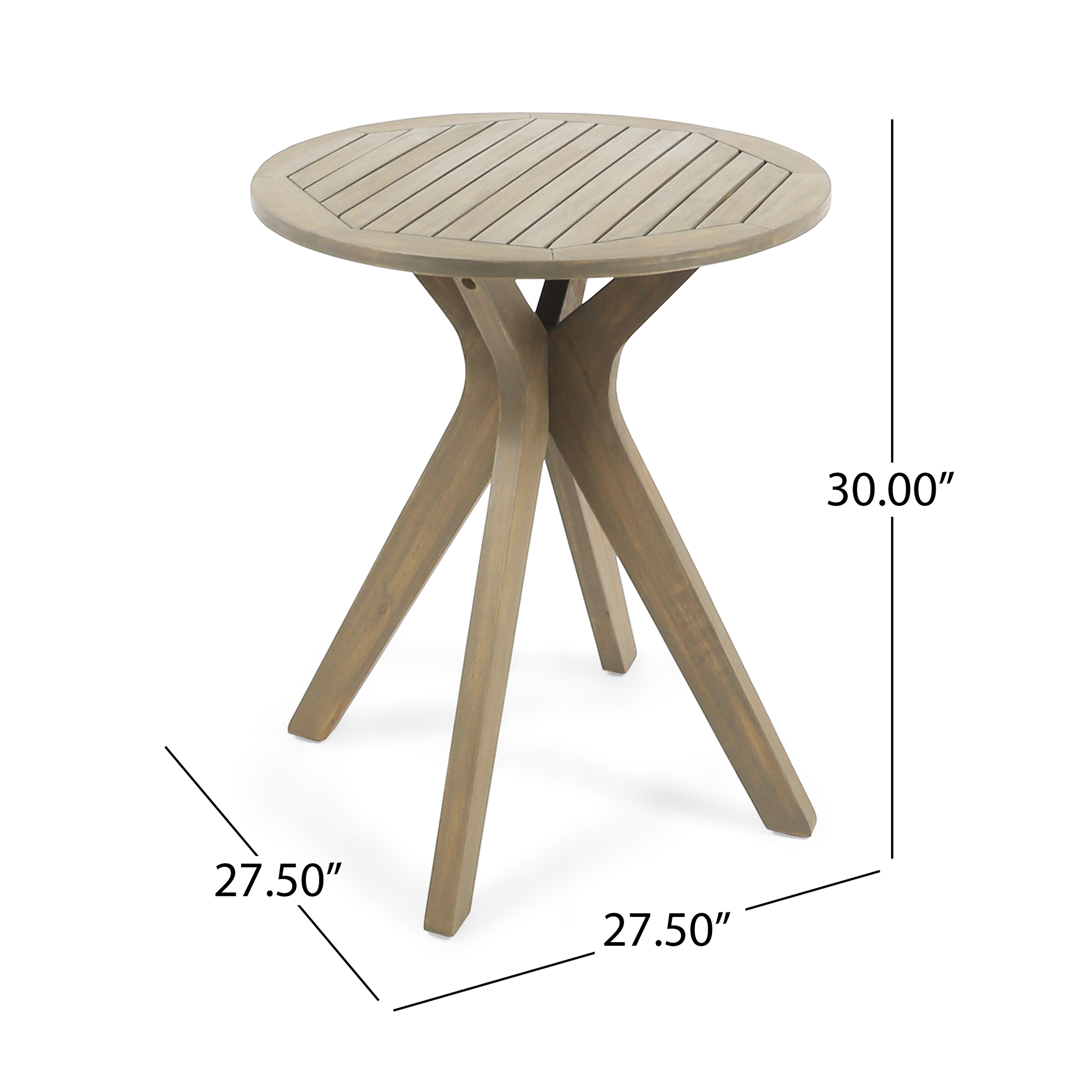 Stamford Grey Acacia Wood Outdoor Side Table - 30" Tall Round Patio Accent Table with X-Leg Design (Original SKU:63116.00GRY) - Image 2
