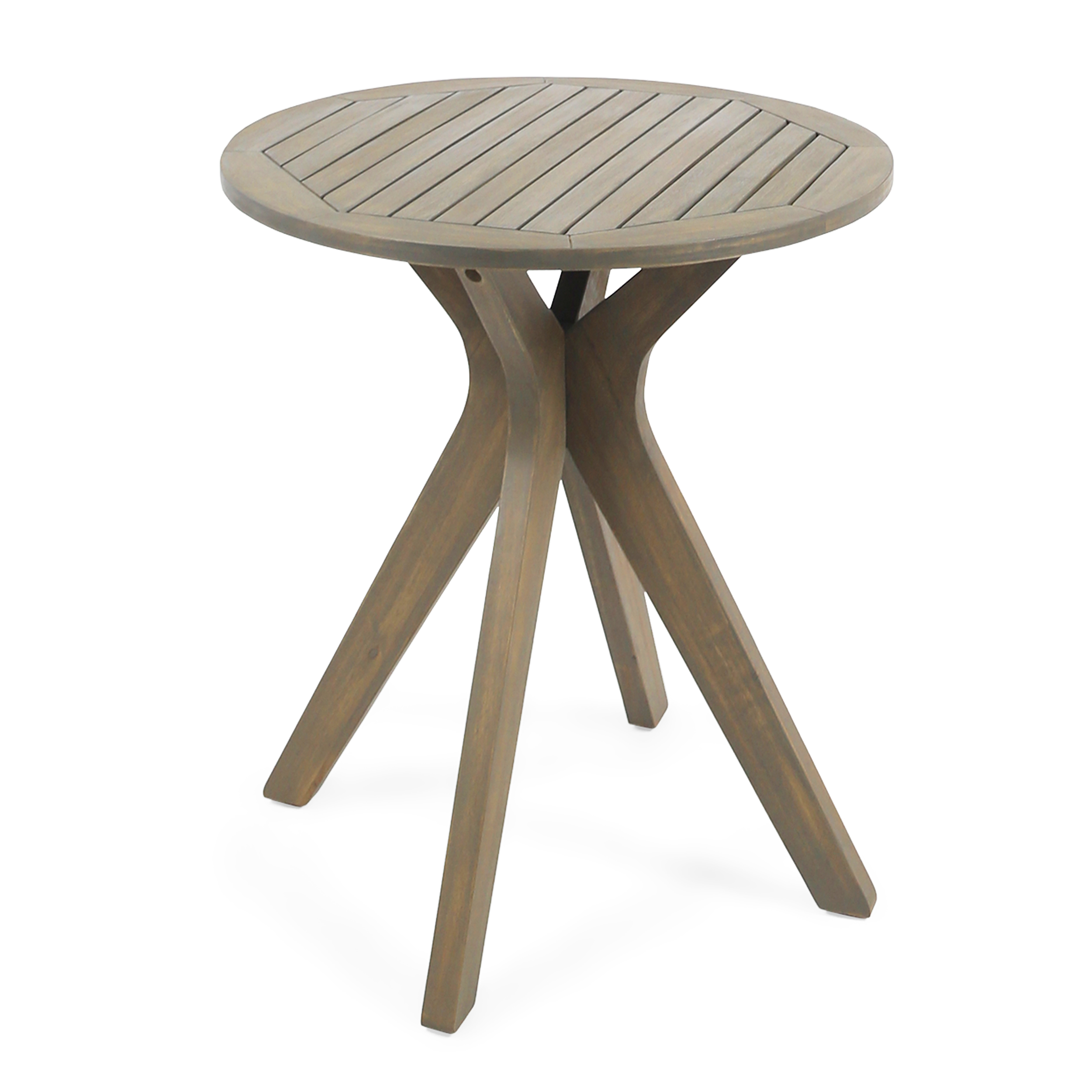 Stamford Grey Acacia Wood Outdoor Side Table - 30" Tall Round Patio Accent Table with X-Leg Design (Original SKU:63116.00GRY) - Image 5