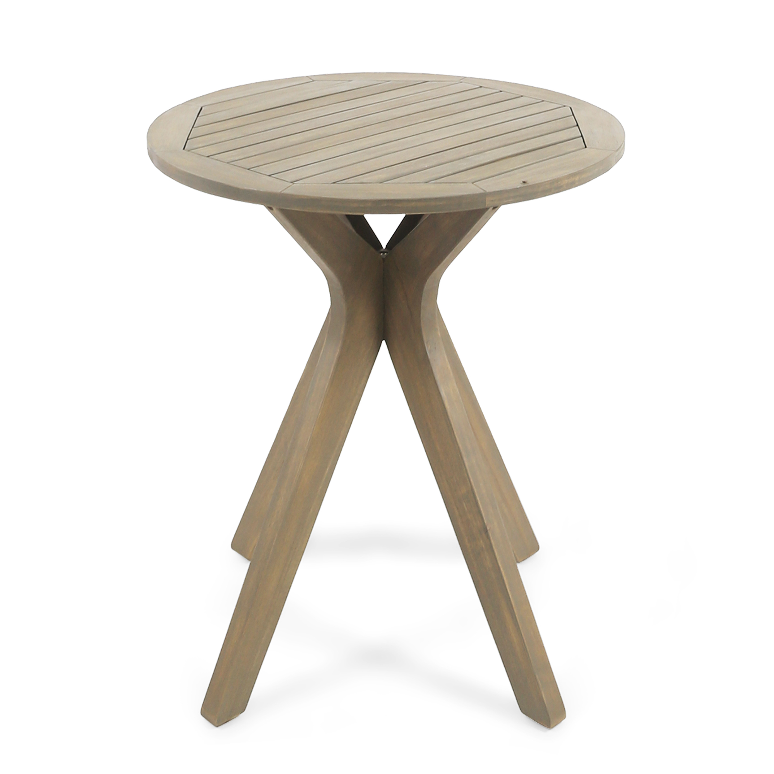 Stamford Grey Acacia Wood Outdoor Side Table - 30" Tall Round Patio Accent Table with X-Leg Design (Original SKU:63116.00GRY) - Image 6