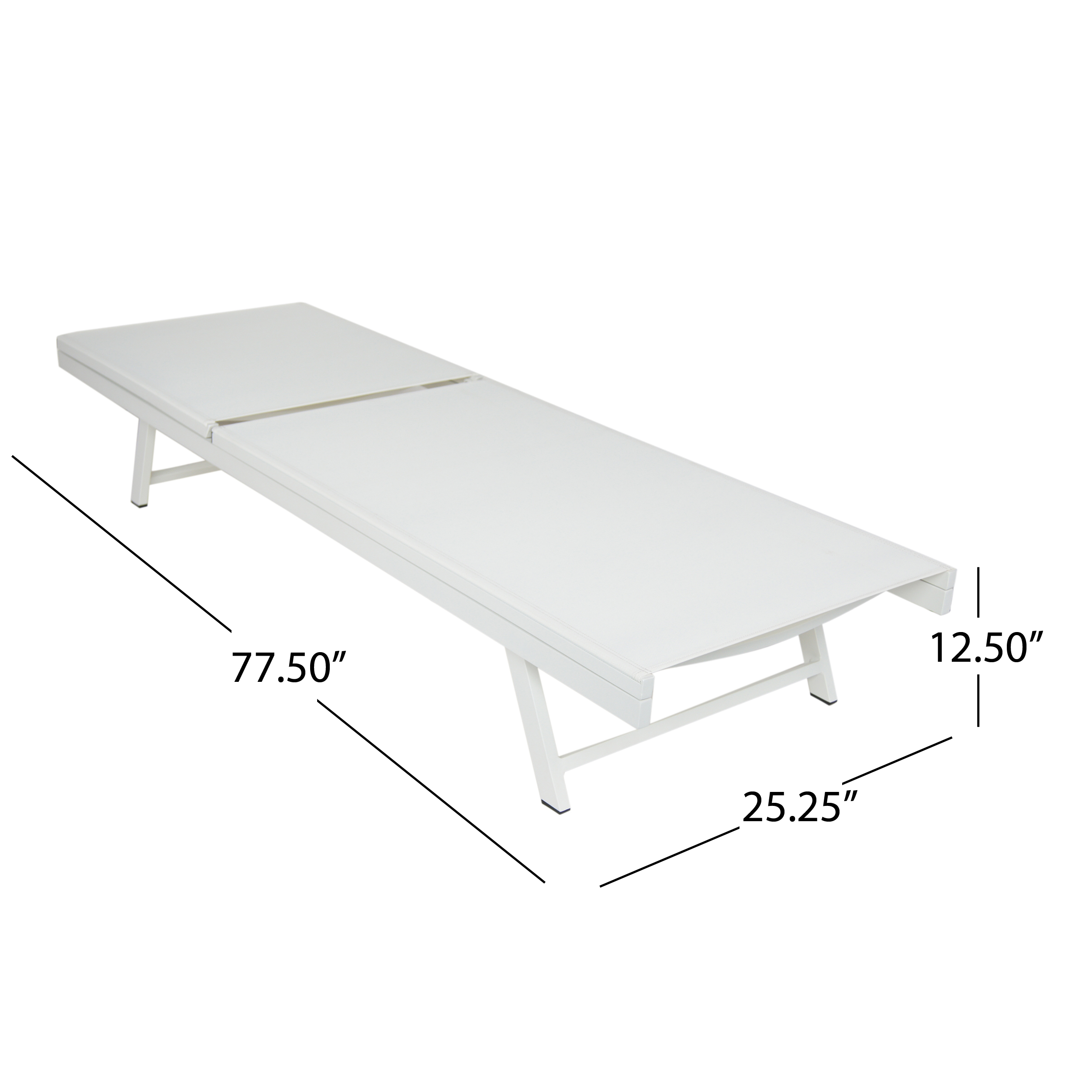 Outdoor Chaise Lounge Set of 2, 5-Position Adjustable Backrest, White Steel Frame with Textilence Seat, Patio Poolside Reclining Chairs (Original SKU:60919.00WHIMSHMP2) - Image 2