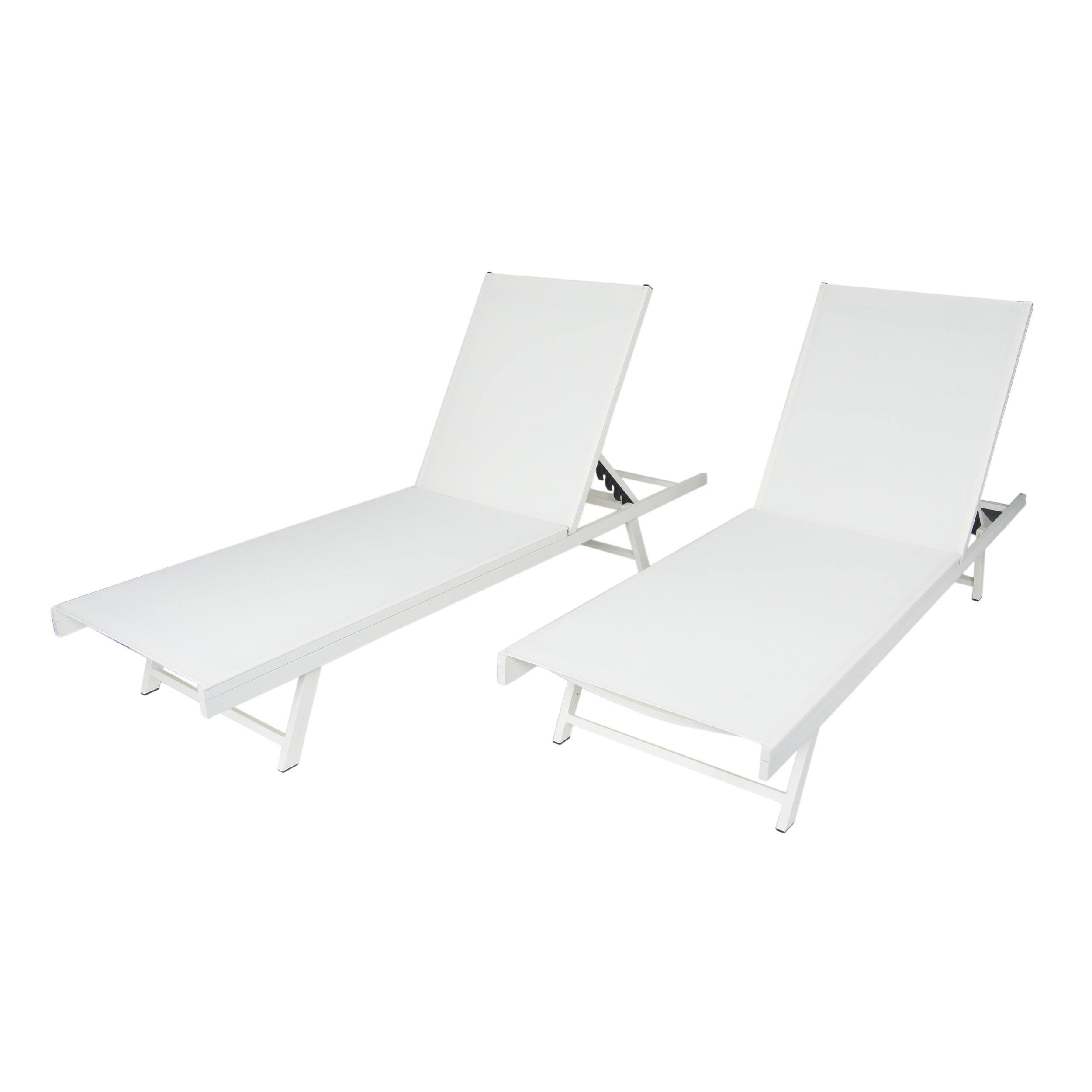 Outdoor Chaise Lounge Set of 2, 5-Position Adjustable Backrest, White Steel Frame with Textilence Seat, Patio Poolside Reclining Chairs (Original SKU:60919.00WHIMSHMP2) - Image 6