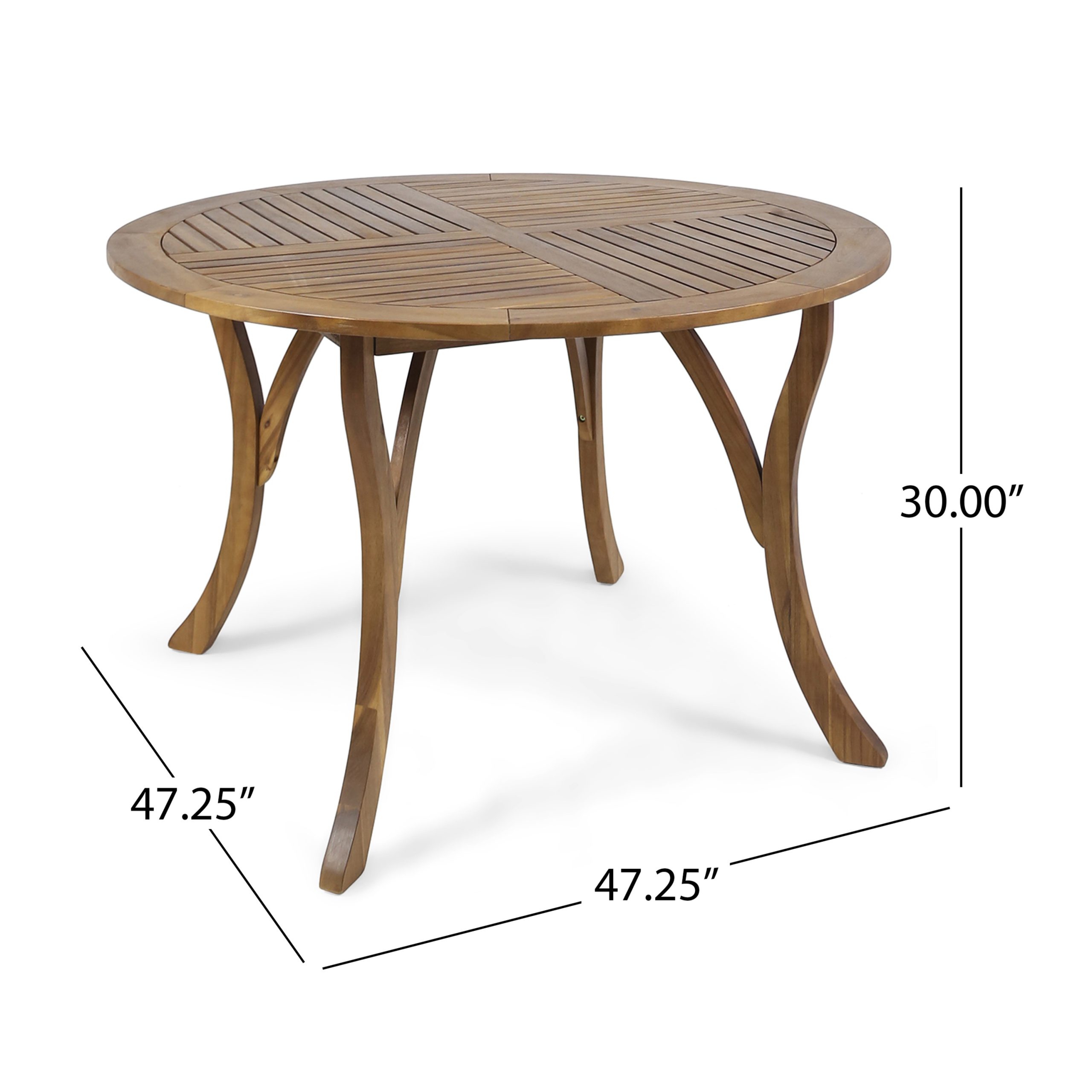 47.25" Round Acacia Wood Dining Table with Teak Finish, Weather-Resistant Slatted Patio Table for Outdoor & Indoor Use (Original SKU:62916.00) - Image 2