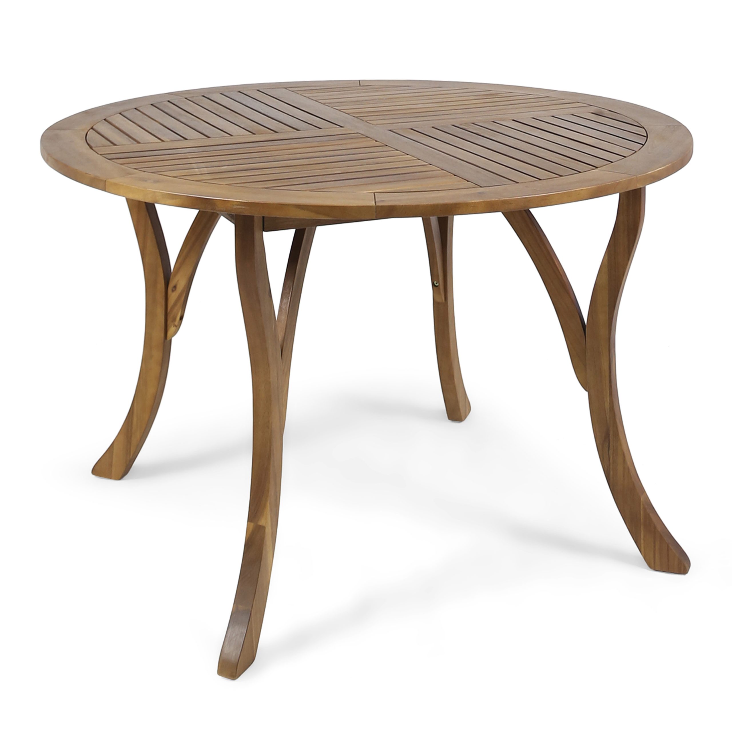 47.25" Round Acacia Wood Dining Table with Teak Finish, Weather-Resistant Slatted Patio Table for Outdoor & Indoor Use (Original SKU:62916.00) - Image 6