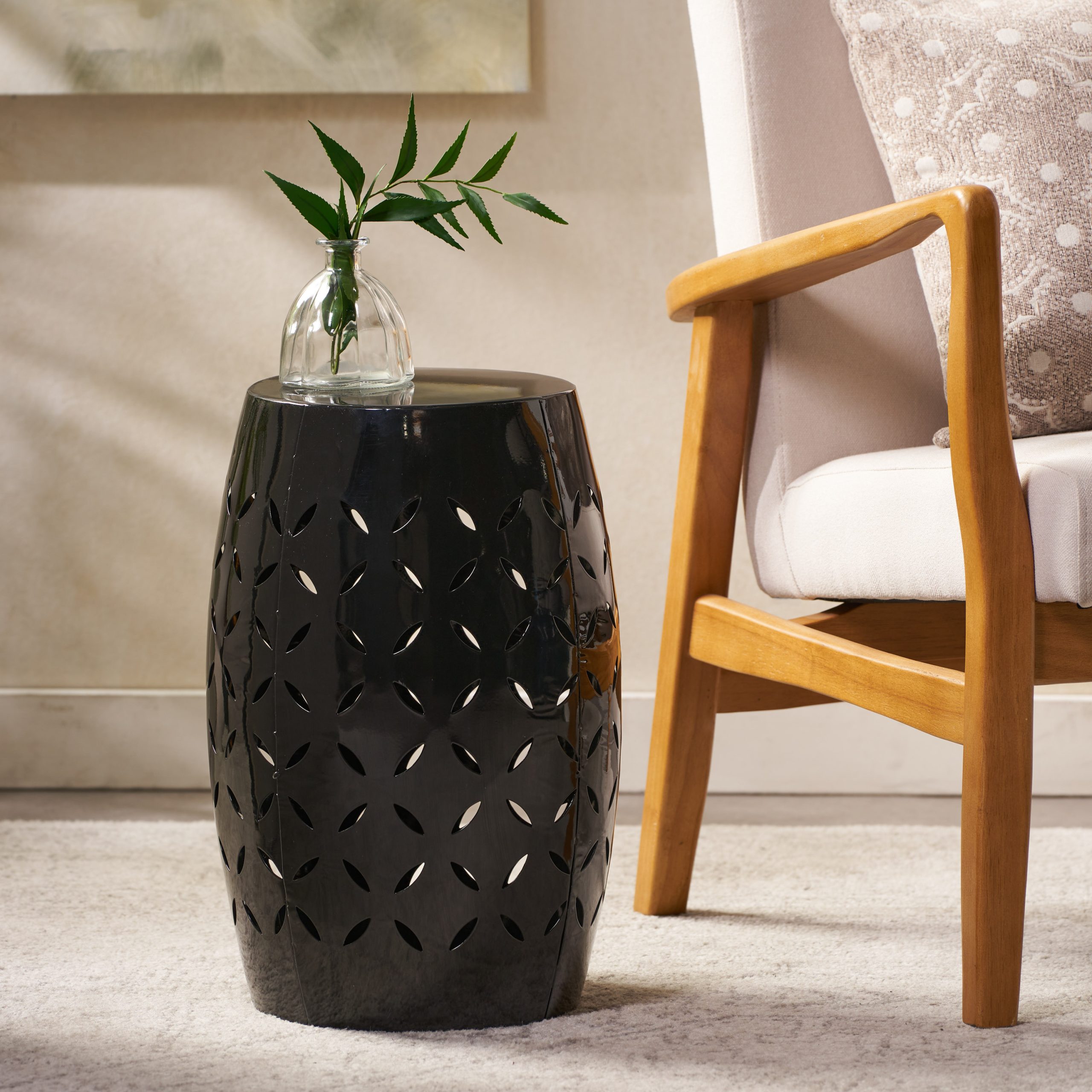 LILAC 12" Accent Side Table, Cylindrical Design End Table for Living Room, Family Room, or Entryway, Industrial Style,Coffee Side Tables for Indoor Outdoor, Black Color (Original SKU:61305.00BLK) - Image 6