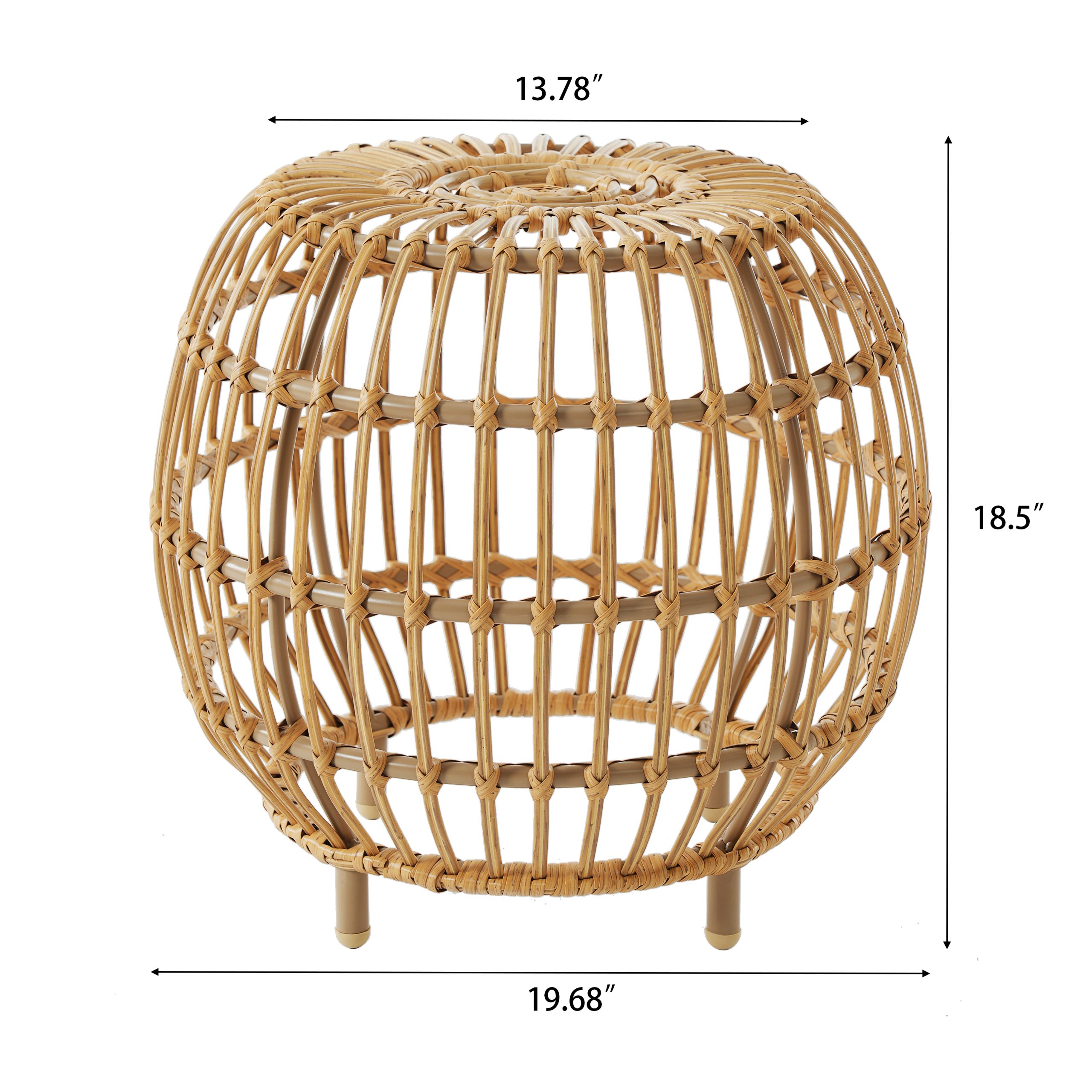OTTAWA Side Table-Bohemian Faux Rattan Weave Accent Table for Indoor Outdoor Use, Handcrafted Round Side Table for Living Room, Patio, Garden,Light Brown Color (Original SKU:70907.00) - Image 2