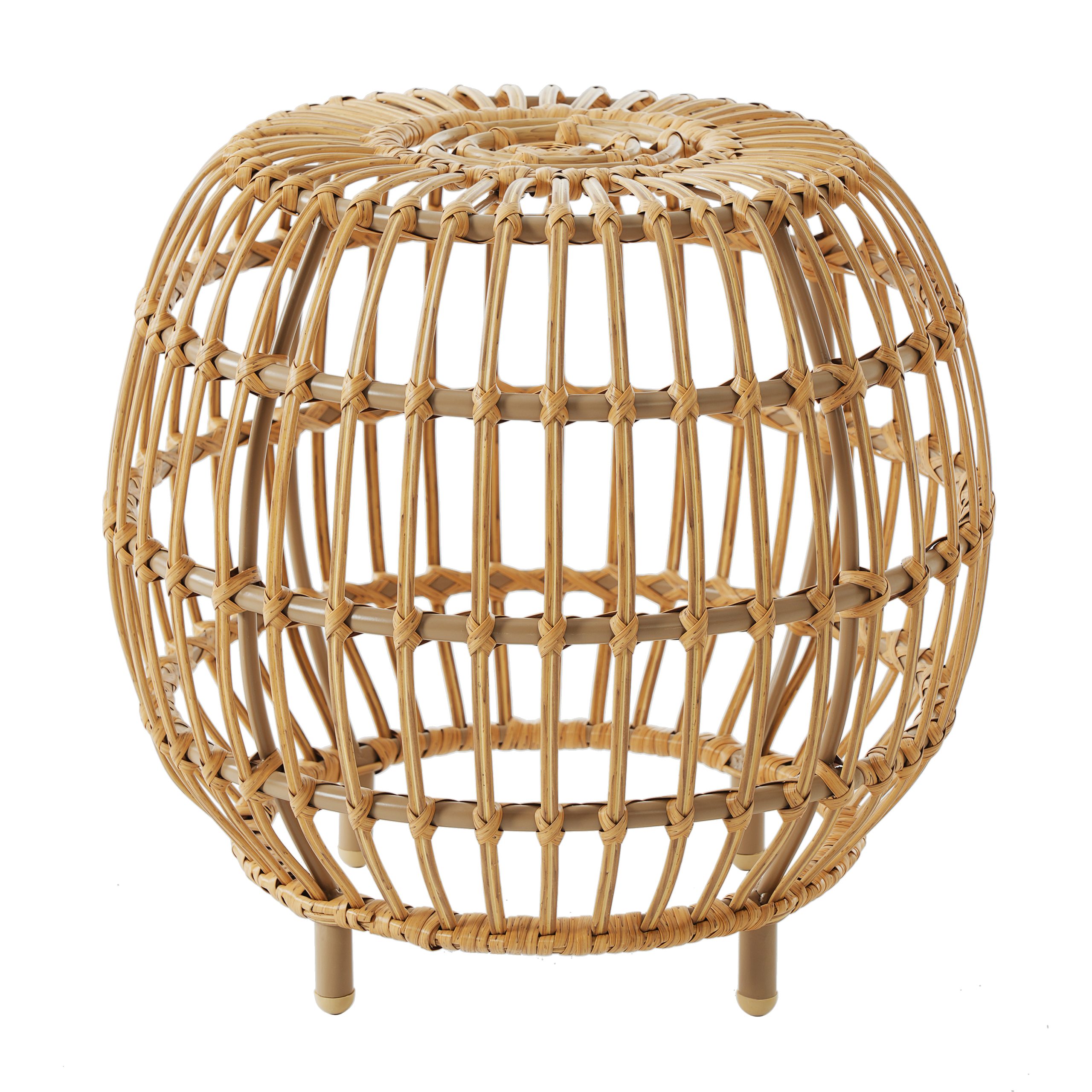 OTTAWA Side Table-Bohemian Faux Rattan Weave Accent Table for Indoor Outdoor Use, Handcrafted Round Side Table for Living Room, Patio, Garden,Light Brown Color (Original SKU:70907.00) - Image 4