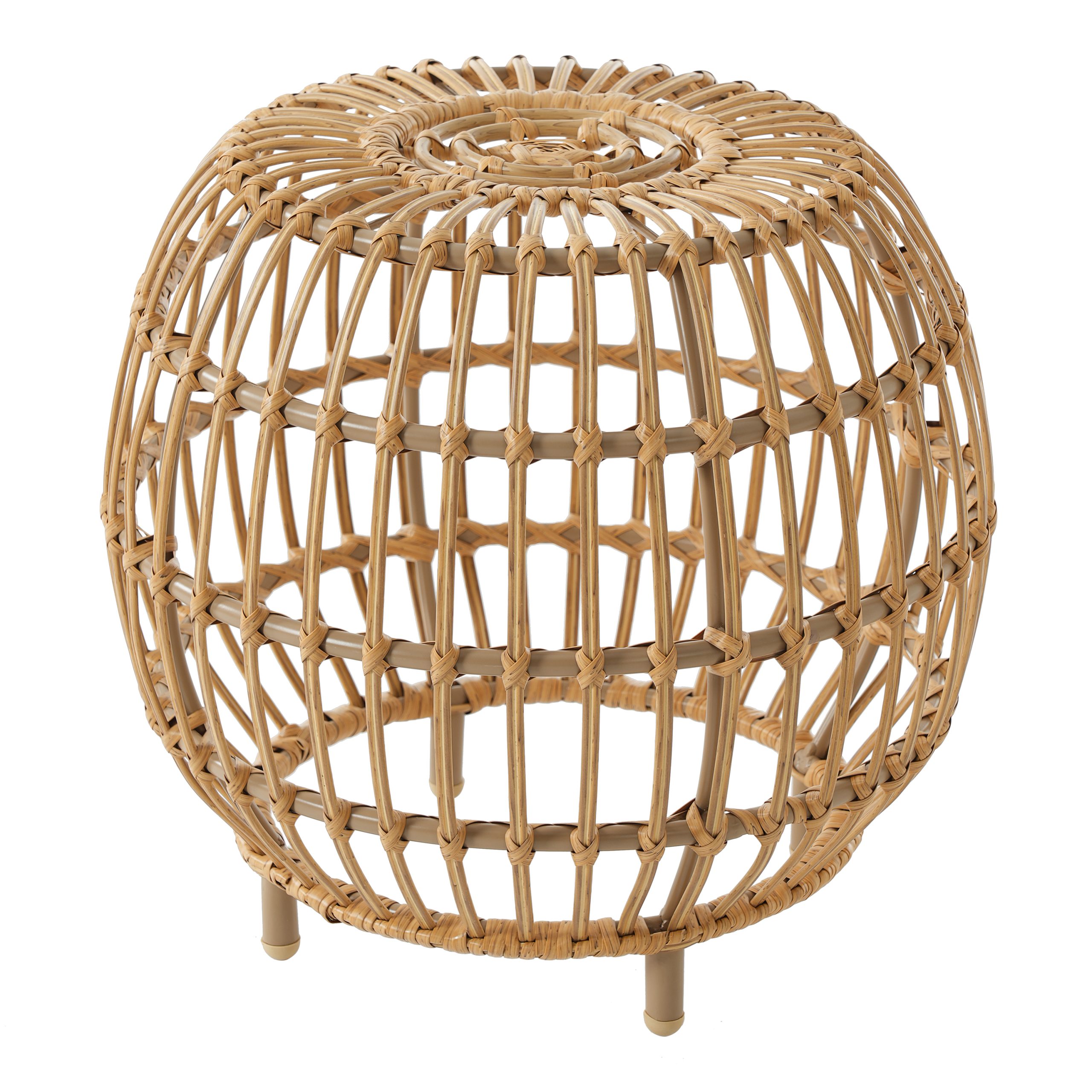 OTTAWA Side Table-Bohemian Faux Rattan Weave Accent Table for Indoor Outdoor Use, Handcrafted Round Side Table for Living Room, Patio, Garden,Light Brown Color (Original SKU:70907.00) - Image 5