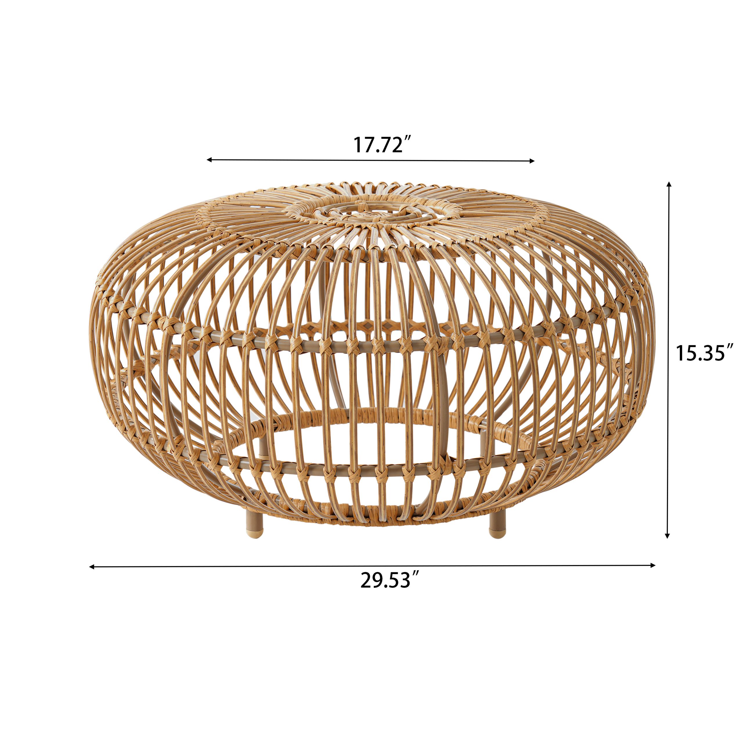 OTTAWA Coffee Table-Bohemian Faux Rattan Weave Accent Table for Indoor Outdoor Use, Handcrafted Round Side Table for Living Room, Patio, Garden,Light Brown Color (Original SKU:70906.00) - Image 2