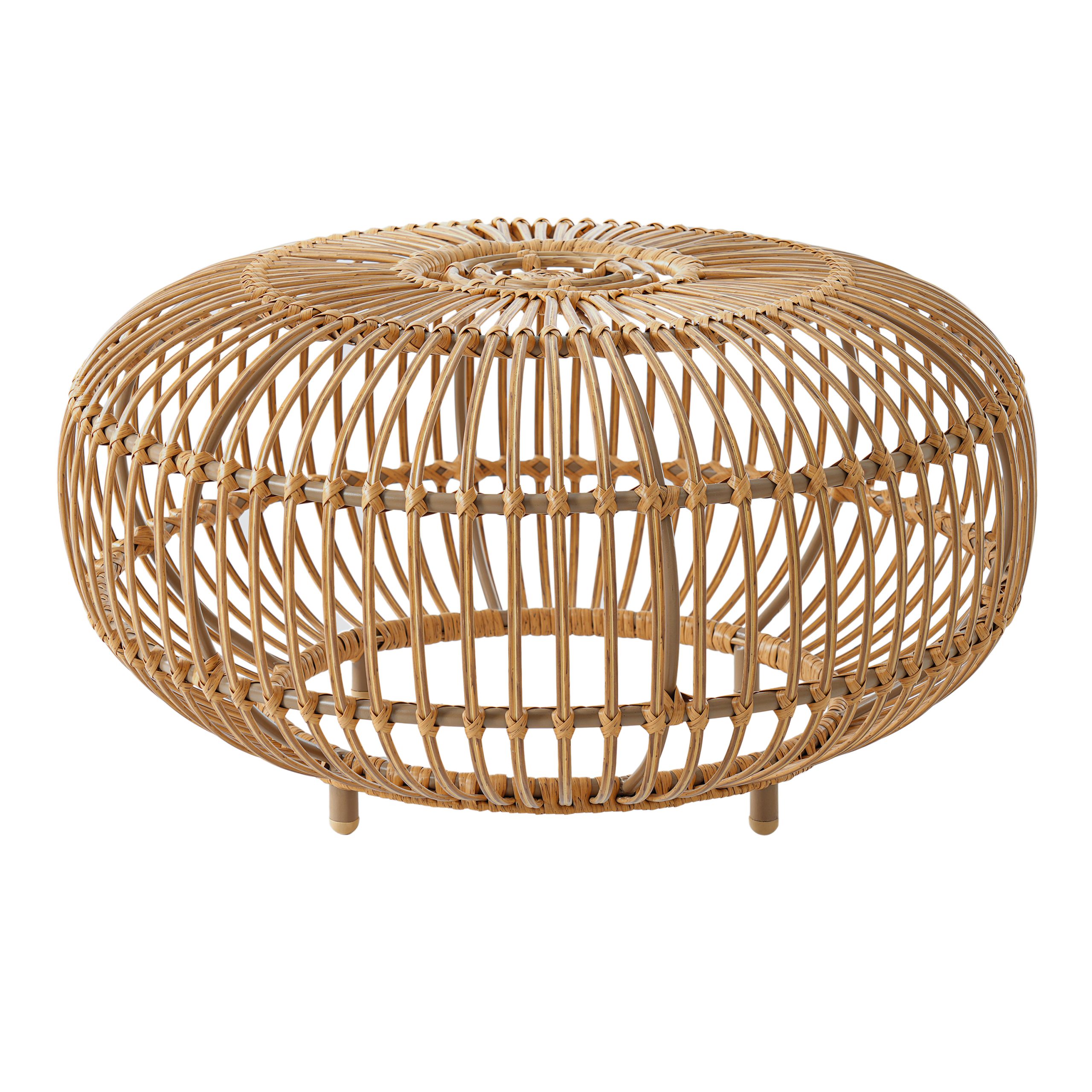 OTTAWA Coffee Table-Bohemian Faux Rattan Weave Accent Table for Indoor Outdoor Use, Handcrafted Round Side Table for Living Room, Patio, Garden,Light Brown Color (Original SKU:70906.00) - Image 4