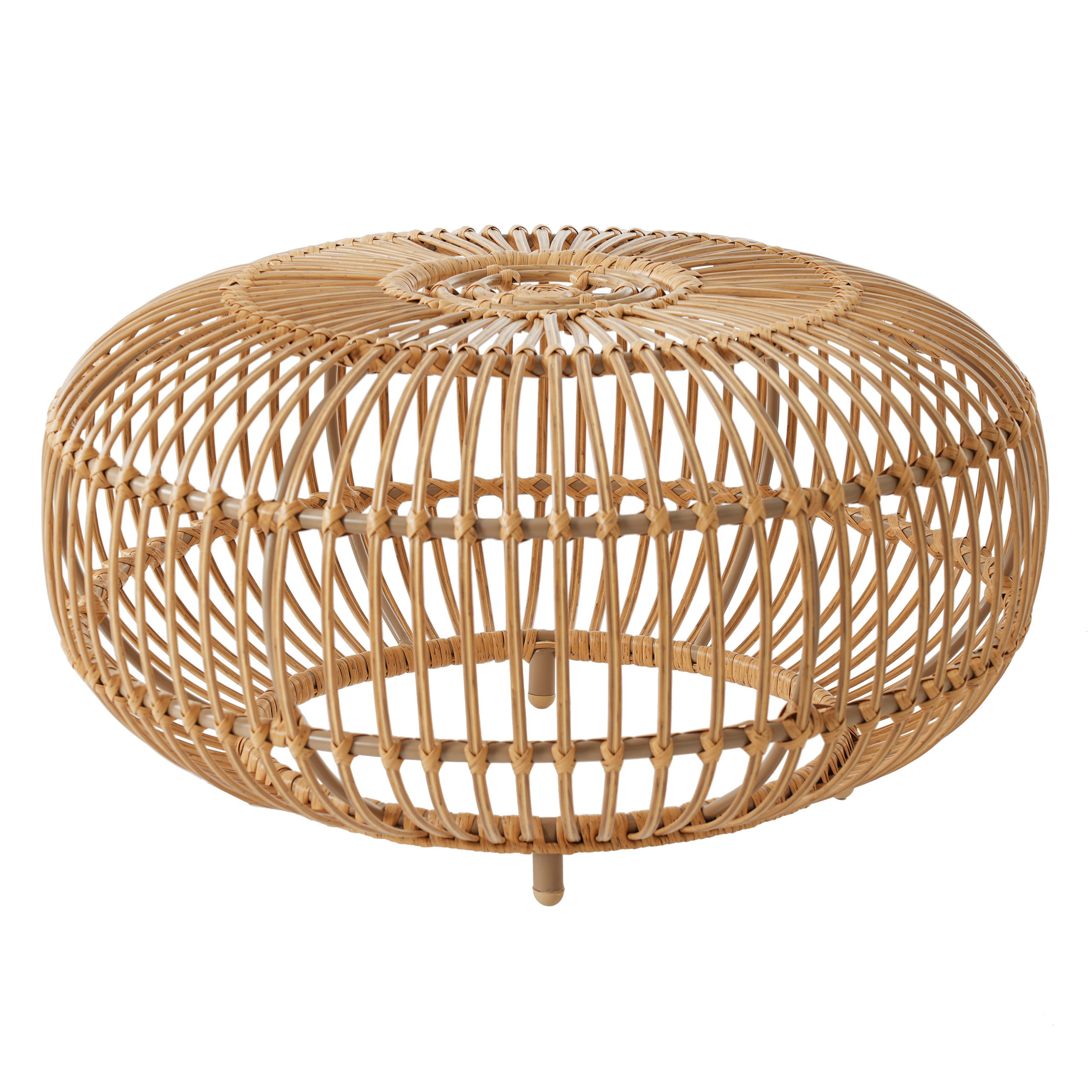 OTTAWA Coffee Table-Bohemian Faux Rattan Weave Accent Table for Indoor Outdoor Use, Handcrafted Round Side Table for Living Room, Patio, Garden,Light Brown Color (Original SKU:70906.00) - Image 5