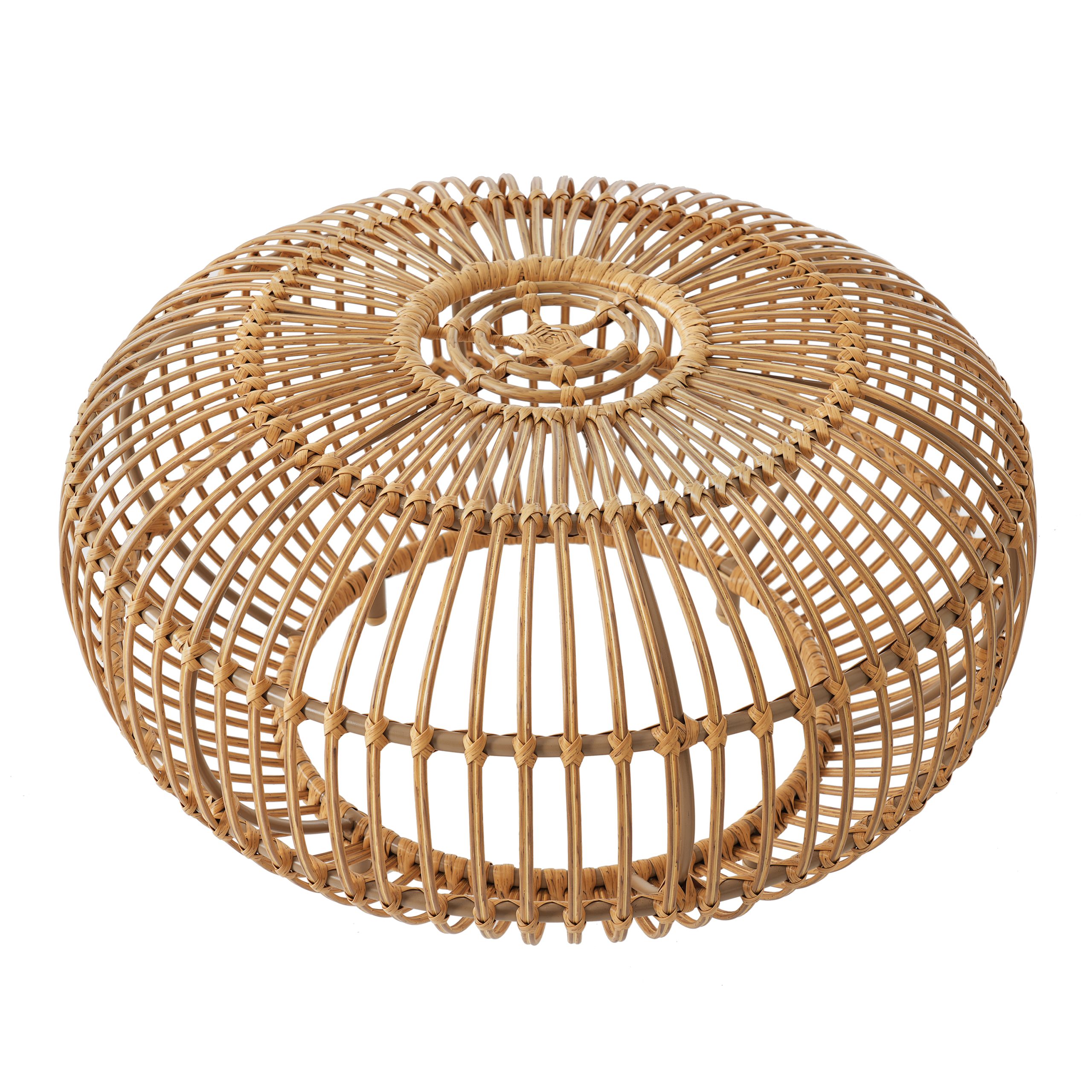 OTTAWA Coffee Table-Bohemian Faux Rattan Weave Accent Table for Indoor Outdoor Use, Handcrafted Round Side Table for Living Room, Patio, Garden,Light Brown Color (Original SKU:70906.00) - Image 6
