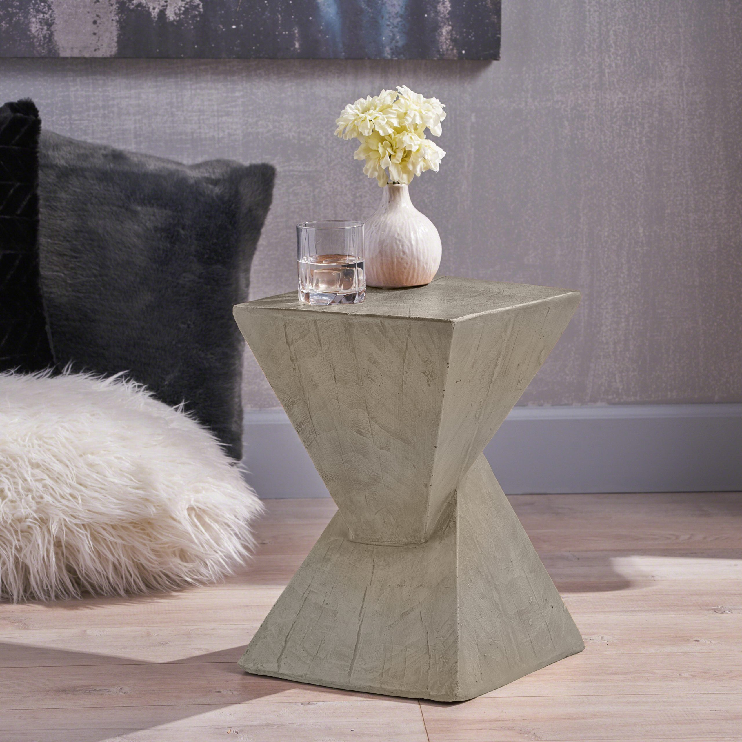 TESS Modern Side Table – Stylish Cent Table Compatible with Living Room, Bedroom, or Office – Versatile Home Furniture with Design and Sturdy Construction,Light gray Color (Original SKU:N770P262073G) - Image 3