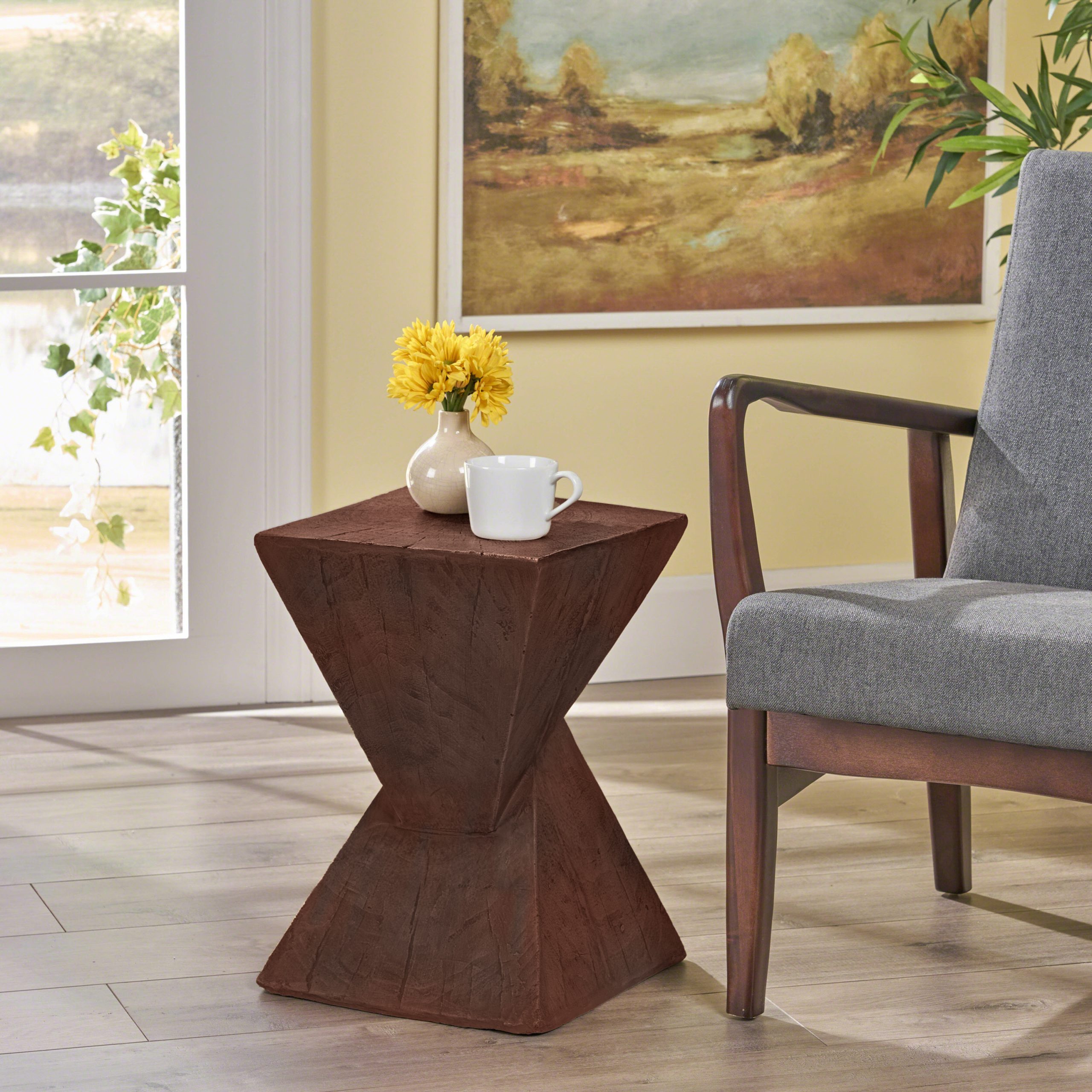 TESS Modern Side Table – Stylish Cent Table Compatible with Living Room, Bedroom, or Office – Versatile Home Furniture with Design and Sturdy Construction,Dark Brown Color (Original SKUN770P262073B)