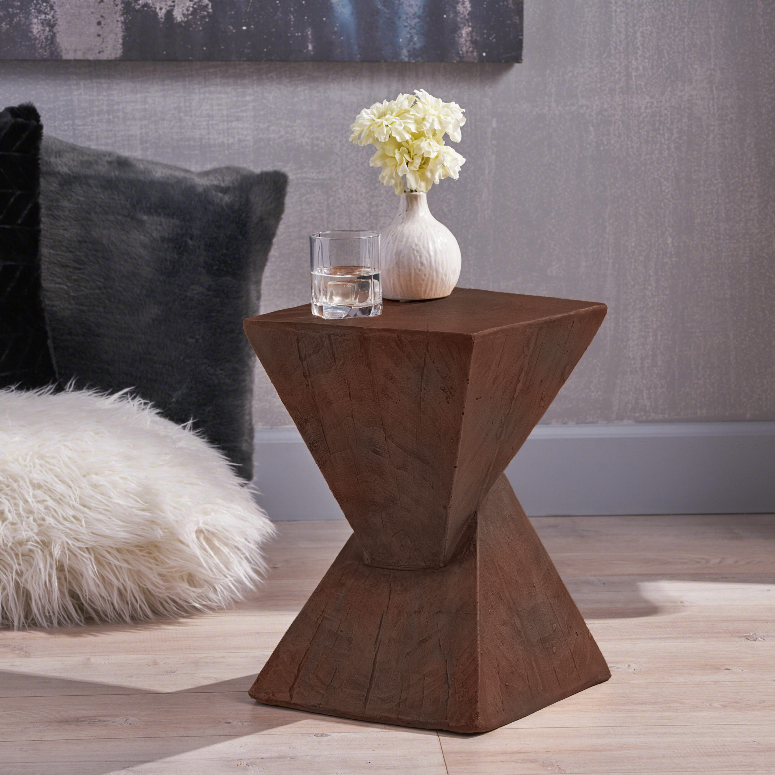 TESS Modern Side Table – Stylish Cent Table Compatible with Living Room, Bedroom, or Office – Versatile Home Furniture with Design and Sturdy Construction,Dark Brown Color (Original SKUN770P262073B) - Image 3