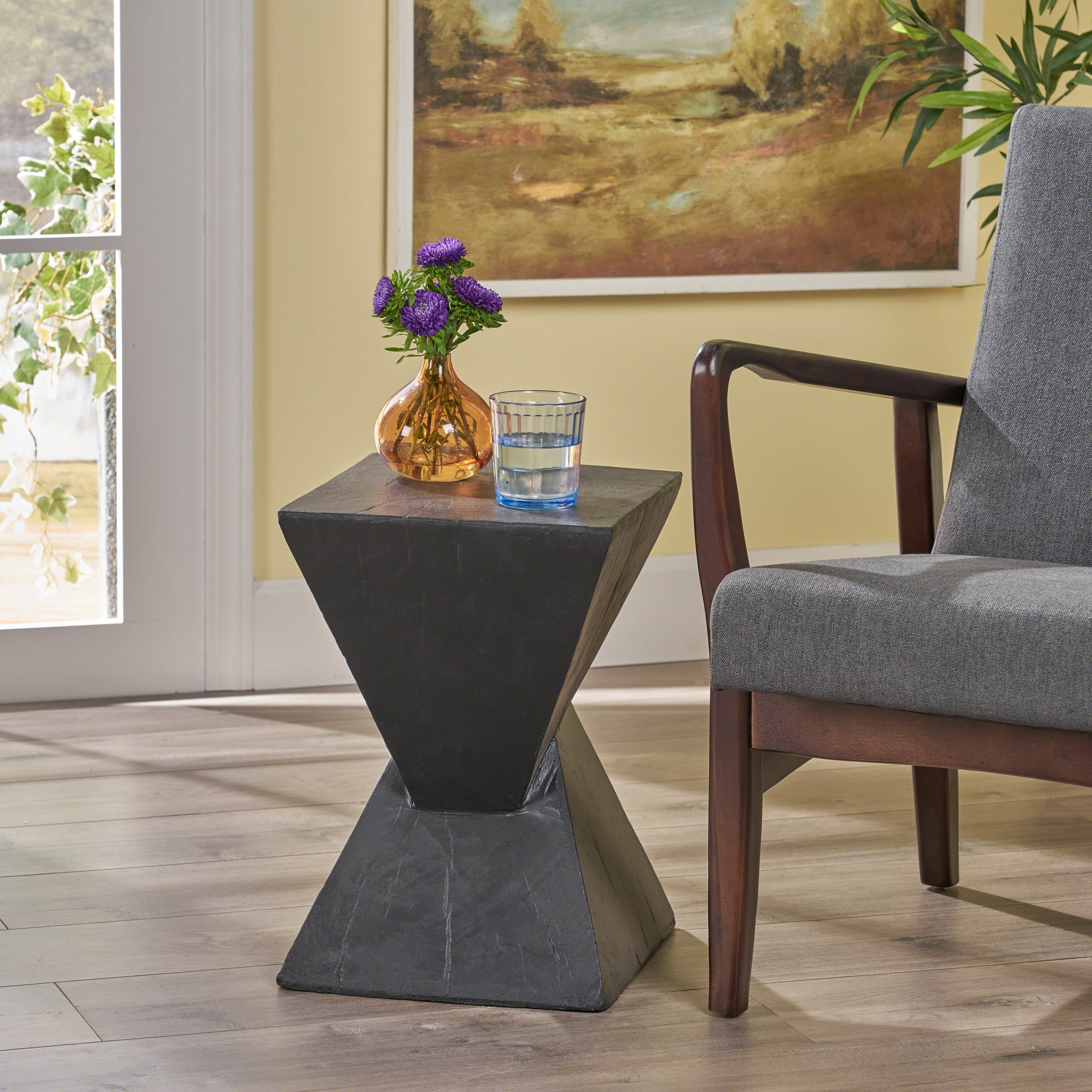 TESS Modern Side Table – Stylish End Table Compatible with Living Room, Bedroom, or Office,Versatile Home Furniture,Black Color (Original SKU:63396.00BLK)