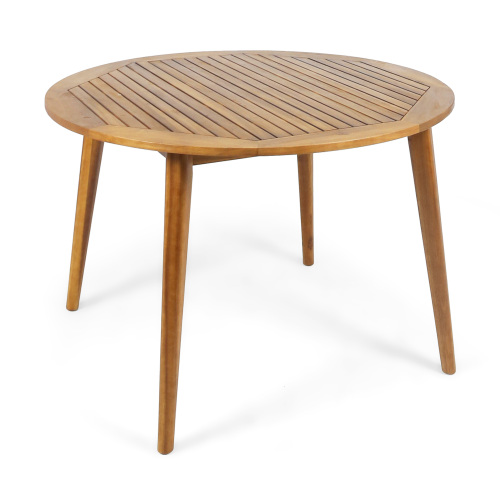 47.25" Round Acacia Wood Dining Table with Teak Finish, Modern Slatted Patio Table for Indoor & Outdoor Use (Original SKU:63119.00) - Image 6