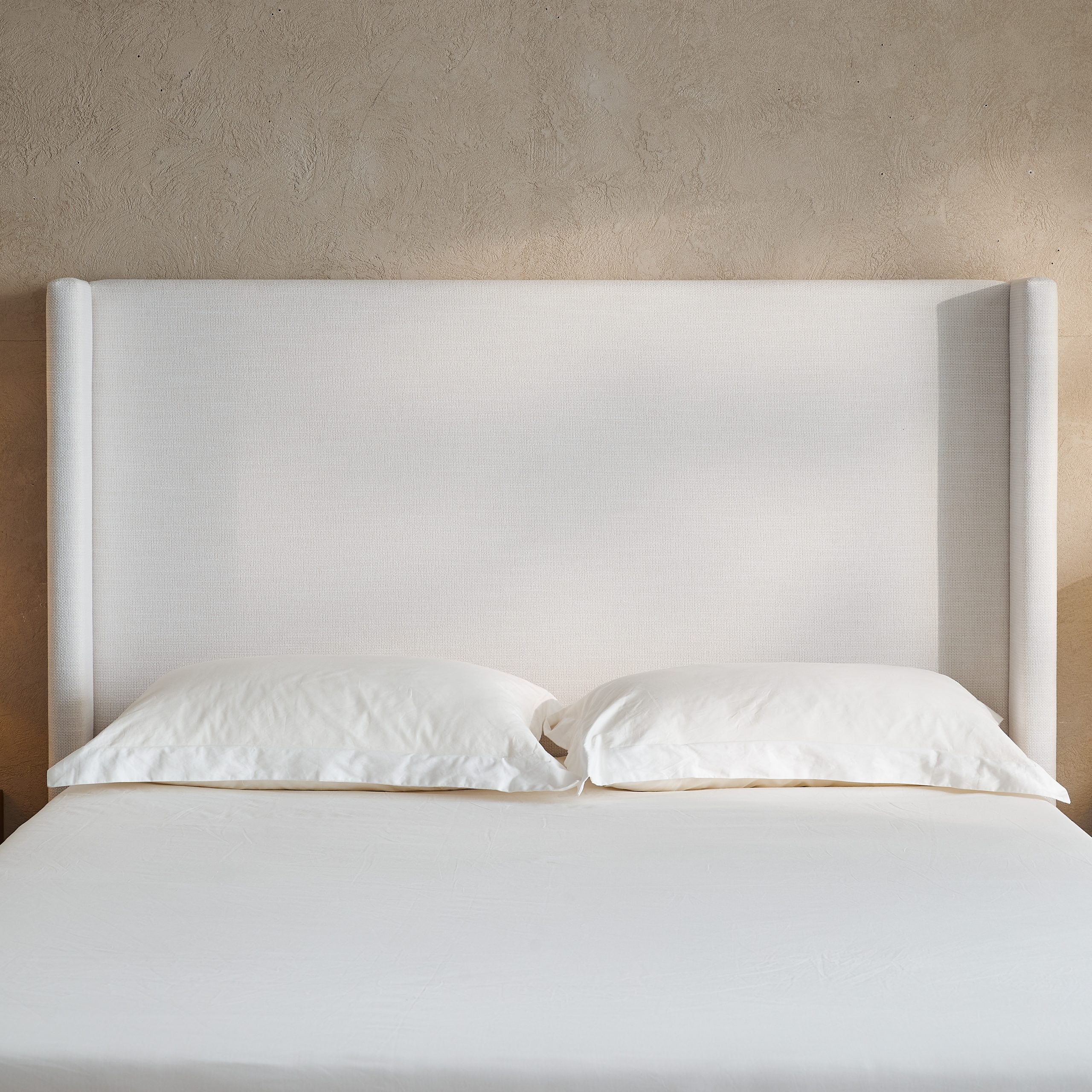 Hosford Upholstered Wingback Bed / Upholstered Wood Base Platform Bed / 52.5" High Headboard / Minimalist / Rusticity / No Box Spring Needed / California King / Textured Ivory Canvas / No Noise - Image 5