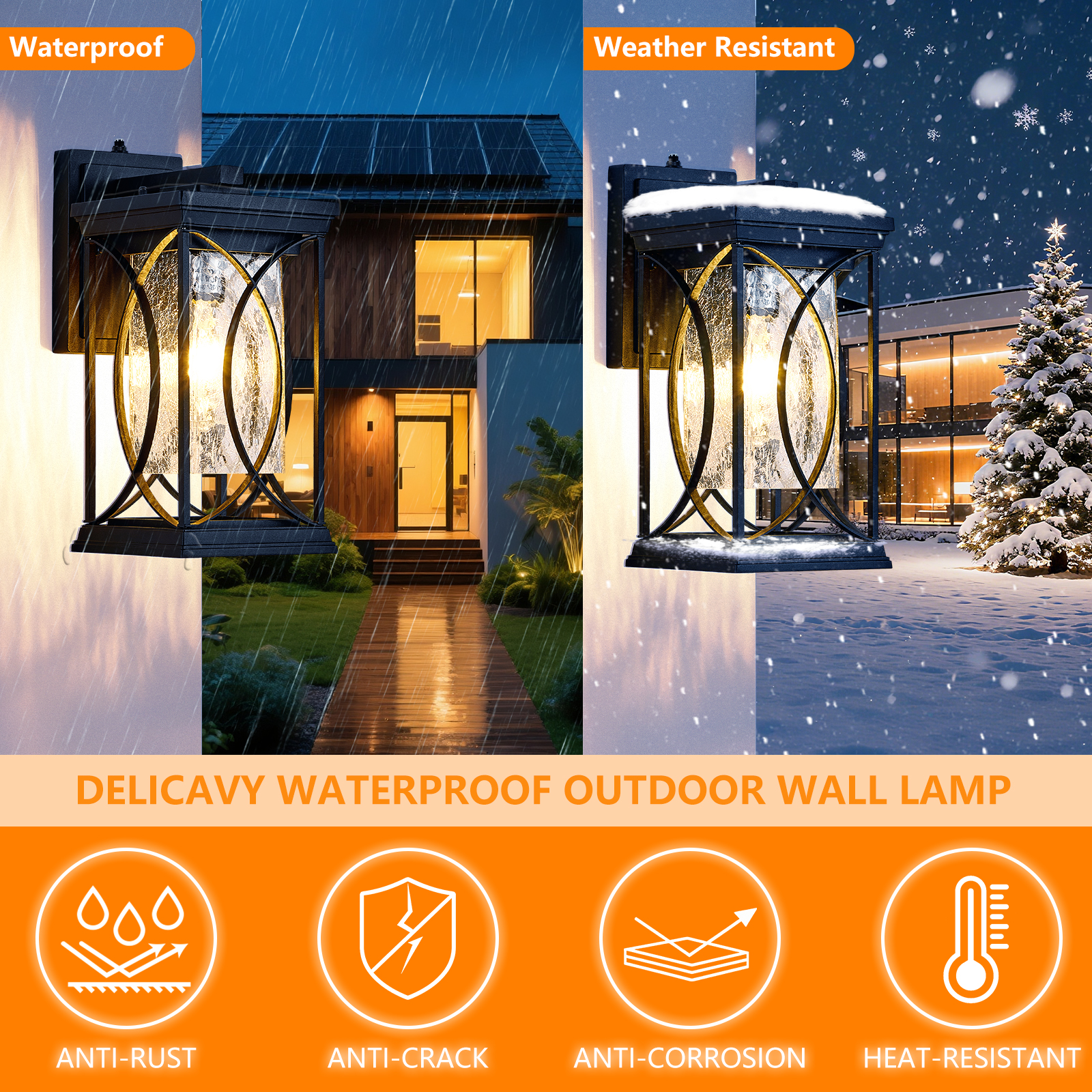 Oil Rubbed Bronze Porch Light Dusk to Dawn Outdoor Wall Lantern Small Modern Exterior Light Fixture Aluminum with Crack-Like Glass IP65 Waterproof Outdoor Sconce Outside Light for House, Front Door - Image 5