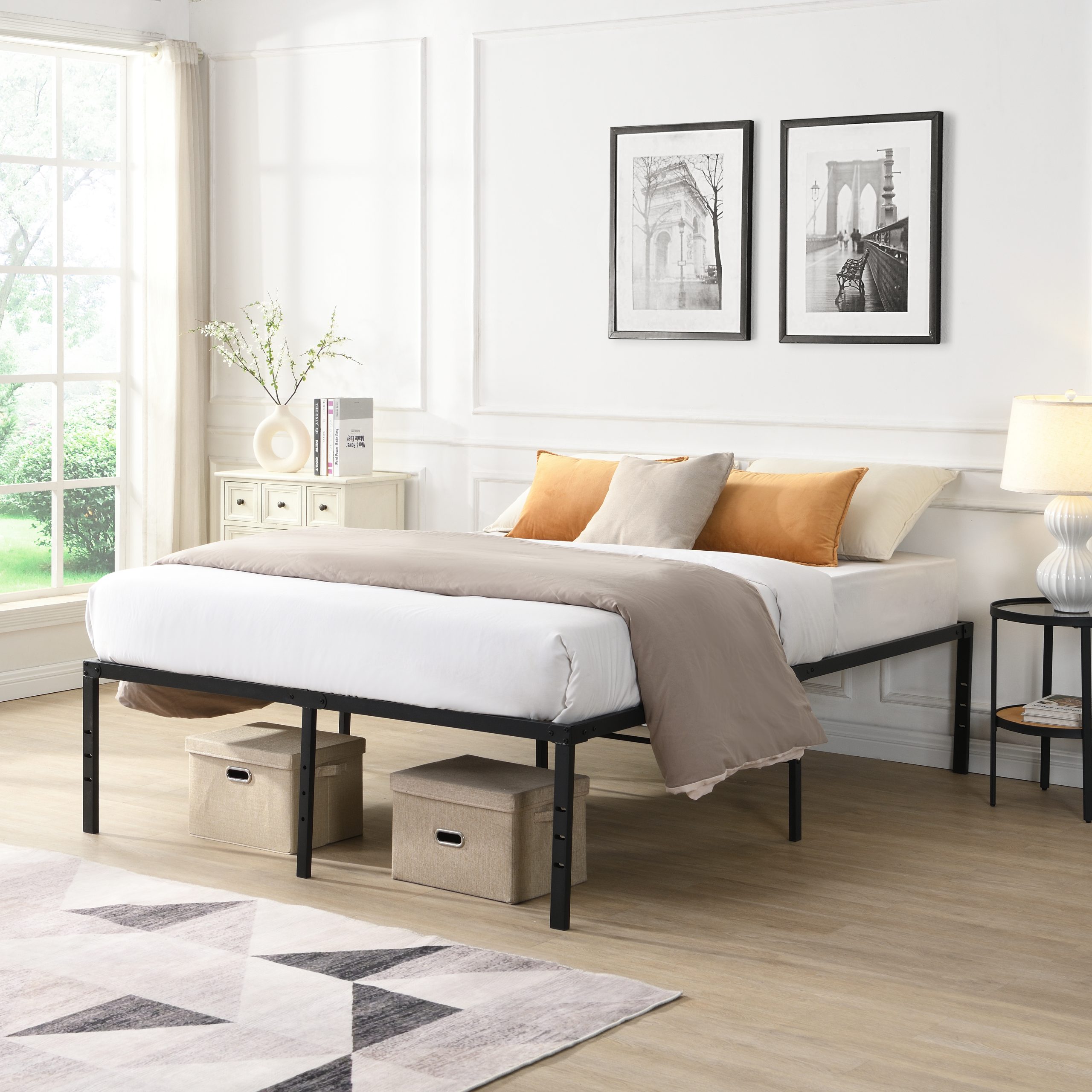 Full Size Bed Frame , Heavy Duty Metal Bed Frame , Quick & Easy Assembly, No Noise, Black - Image 1
