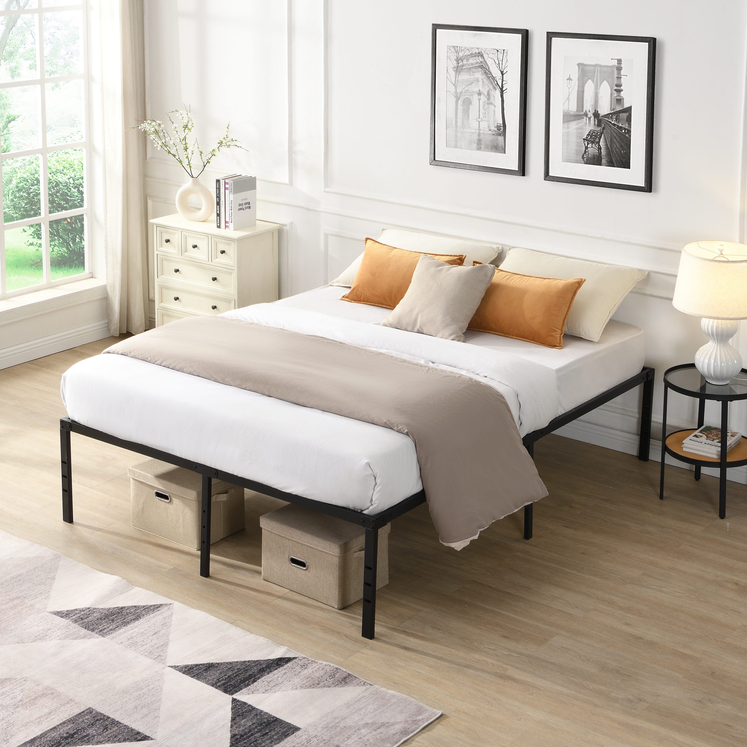 Full Size Bed Frame , Heavy Duty Metal Bed Frame , Quick & Easy Assembly, No Noise, Black - Image 2