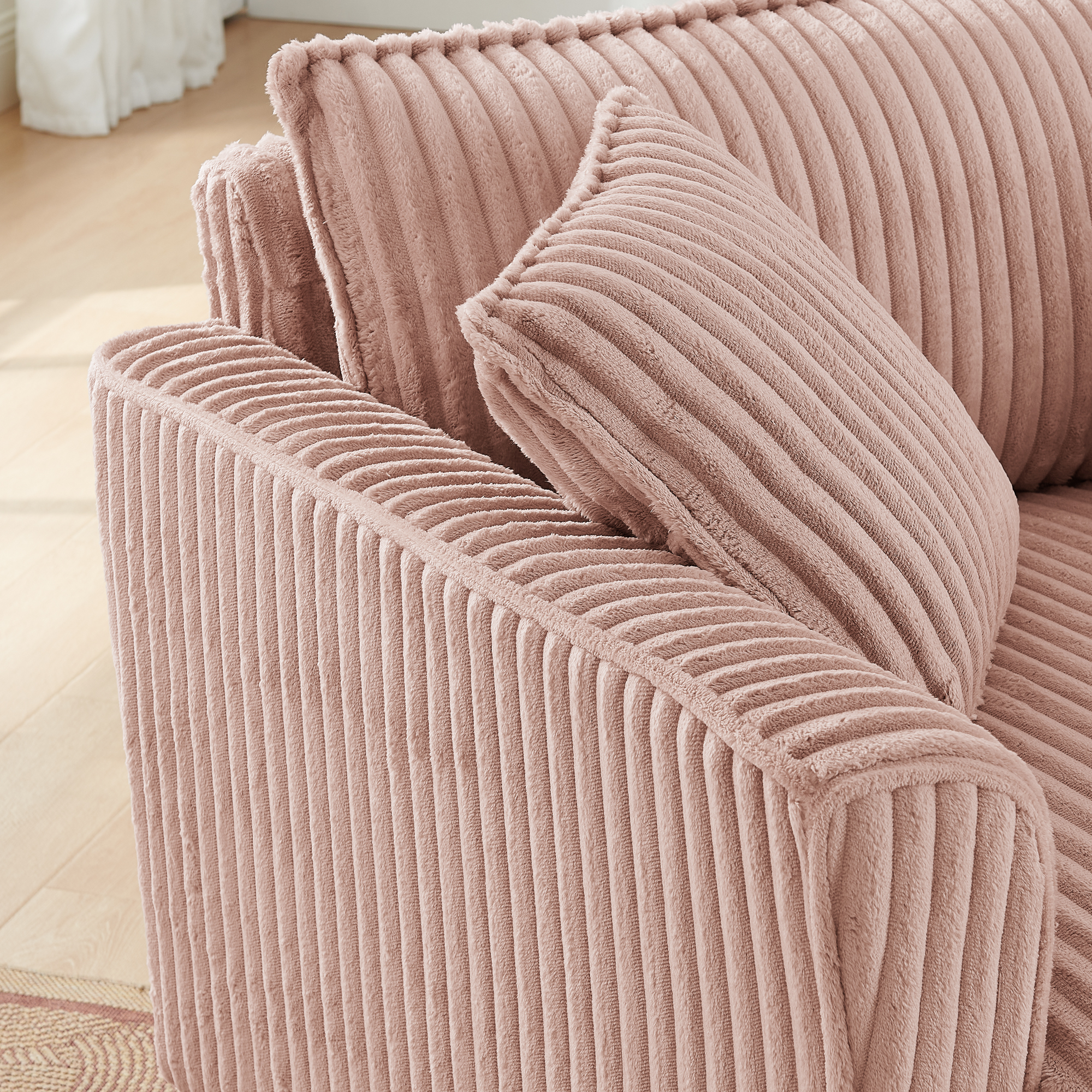 Lazy sofa chair, comfortable single-person sofa chair, with a backrest and soft seat cushion, having armrests on both sides, suitable for living room and bedroom - Pink - Image 4