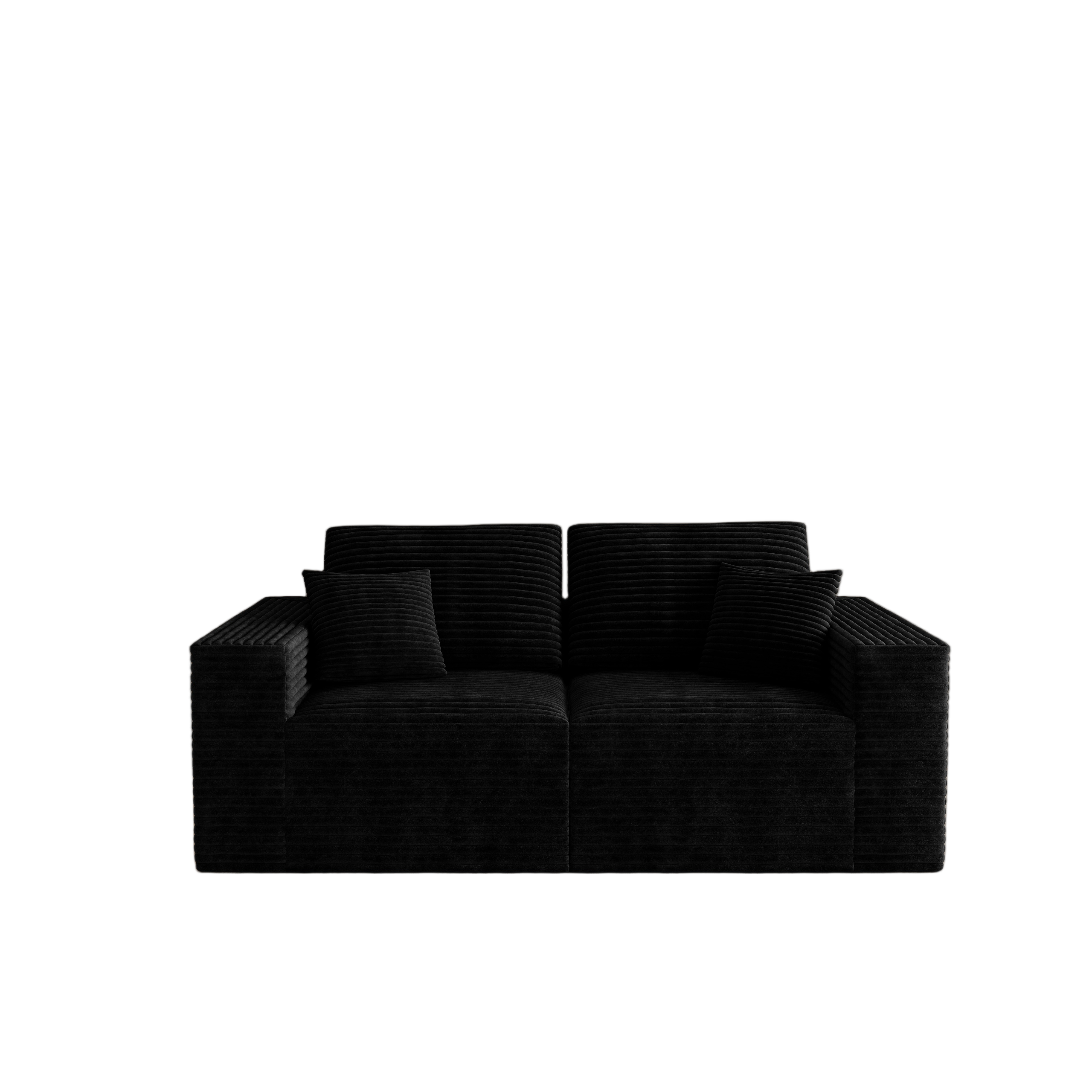 70.87*35.43"Modular sectional sofa seat,Upholstered compressed couch for living room,Bedroom,Apartment,No assembly required,2 PC free combination,Plush corduroy fabric,BLACK - Image 5