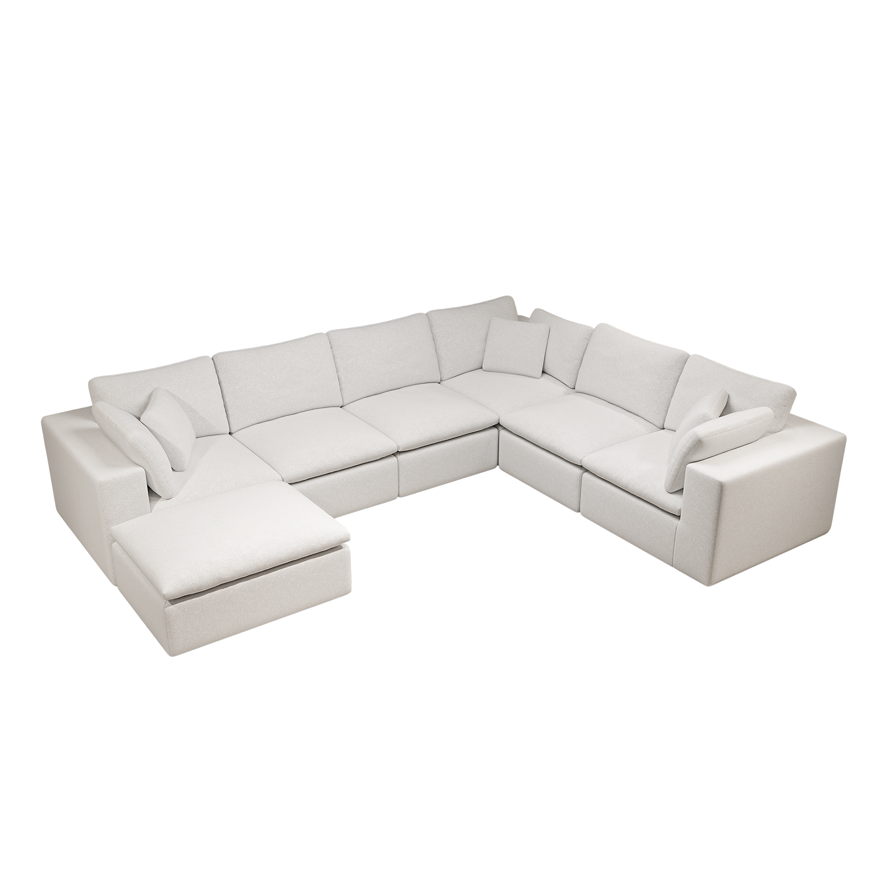 137.8*108.3"Modular sectional sofa seat,Upholstered compressed couch for living room,Bedroom,Apartment,No assembly required,7PC free combination,Plush corduroy fabric,WHITE - Image 6