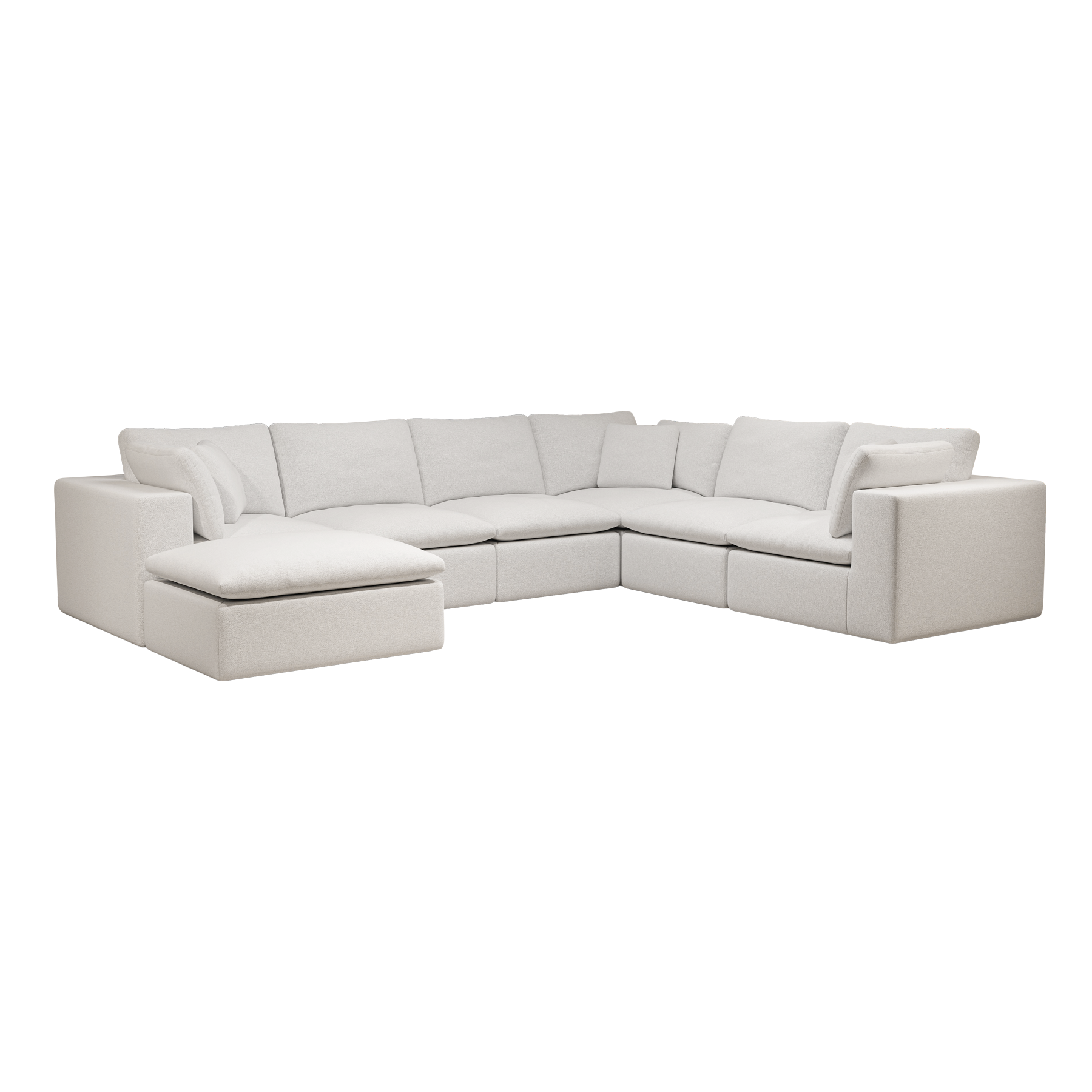 137.8*108.3"Modular sectional sofa seat,Upholstered compressed couch for living room,Bedroom,Apartment,No assembly required,7PC free combination,Plush corduroy fabric,WHITE - Image 5