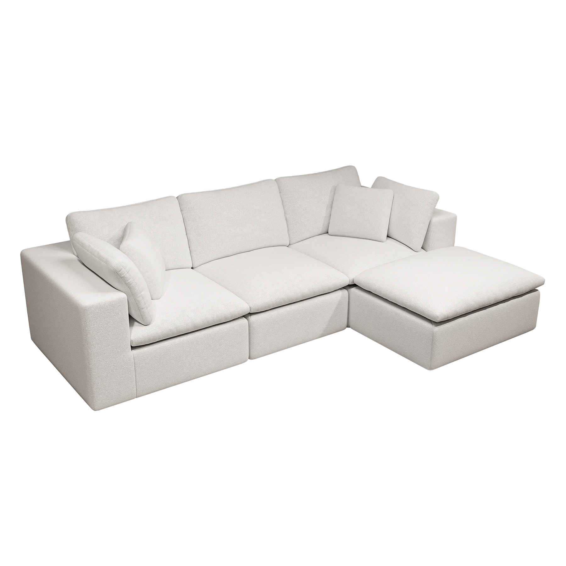 108.3*68.9"Modular sectional sofa seat,Upholstered compressed couch for living room,Bedroom,Apartment,No assembly required,4PC free combination,Plush corduroy fabric,WHITE - Image 5
