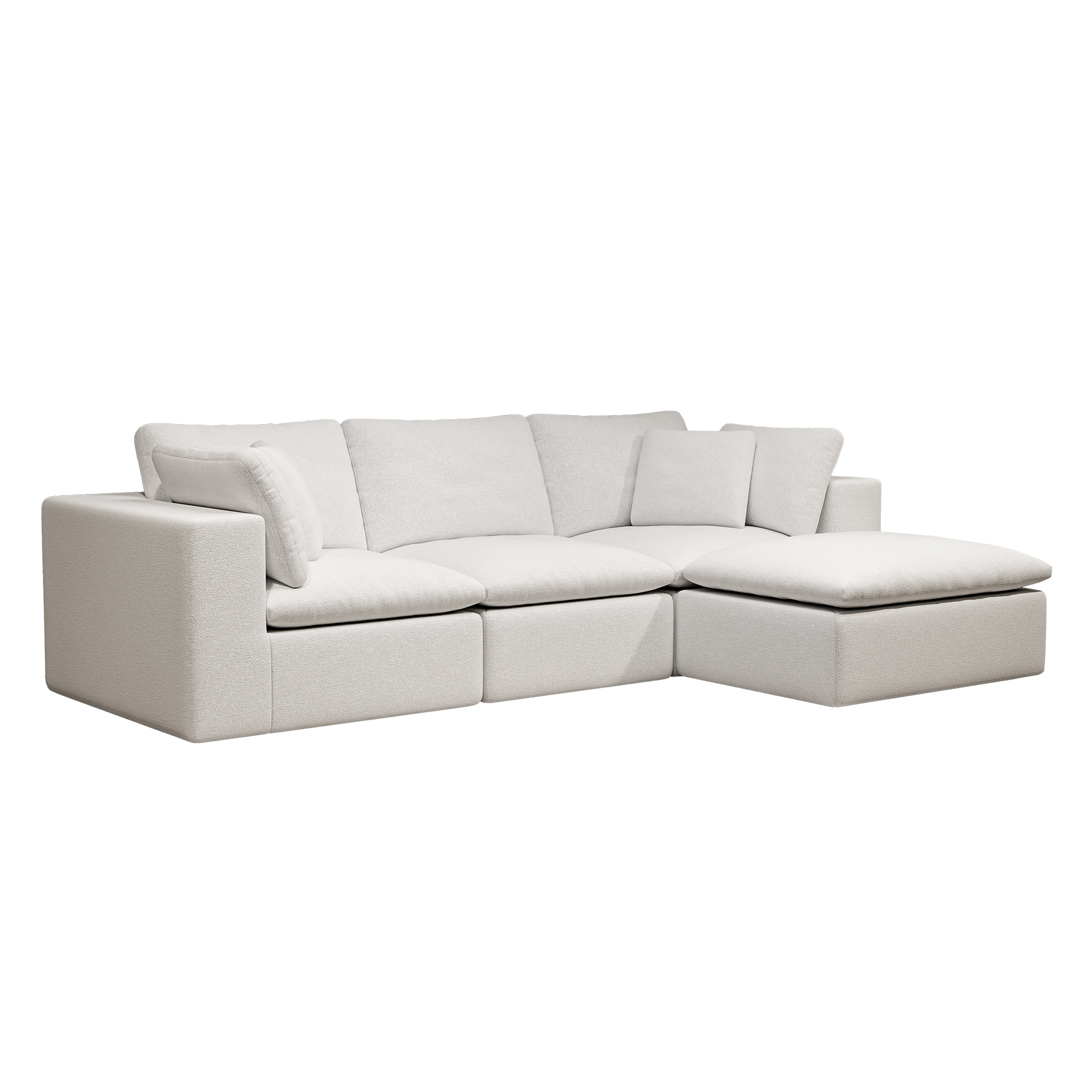 108.3*68.9"Modular sectional sofa seat,Upholstered compressed couch for living room,Bedroom,Apartment,No assembly required,4PC free combination,Plush corduroy fabric,WHITE - Image 6