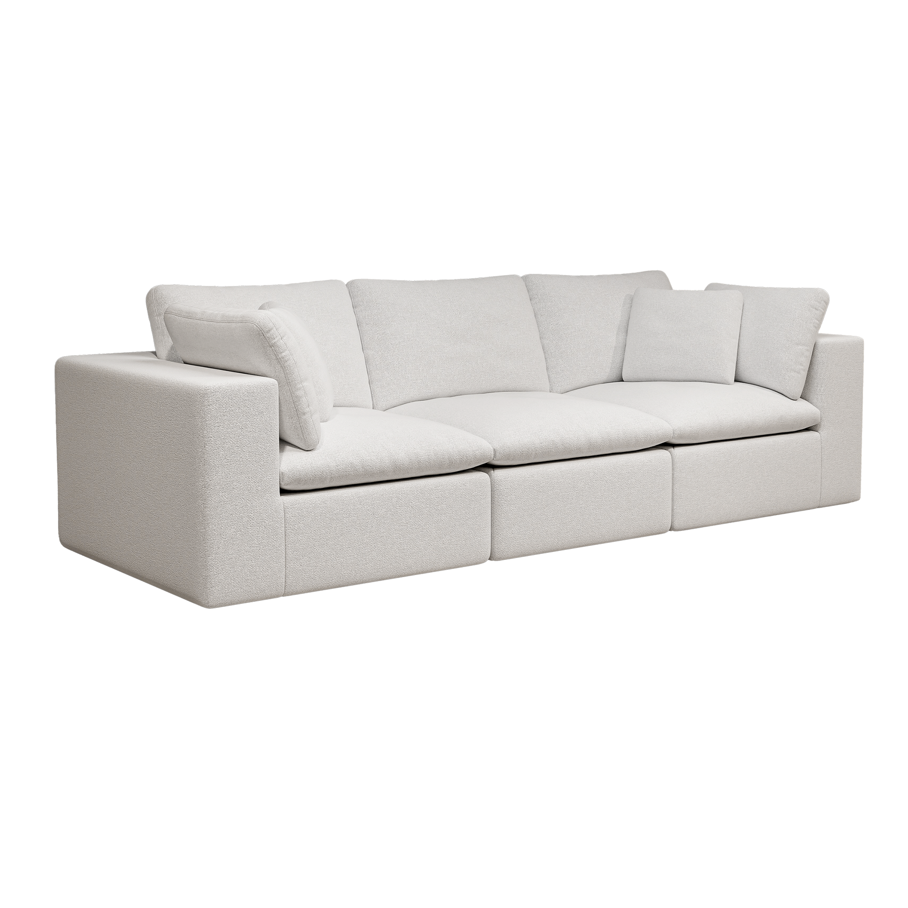 108.3*39.4"Modular sectional sofa seat,Upholstered compressed couch for living room,Bedroom,Apartment,No assembly required,3PC free combination,Plush corduroy fabric,WHITE - Image 5