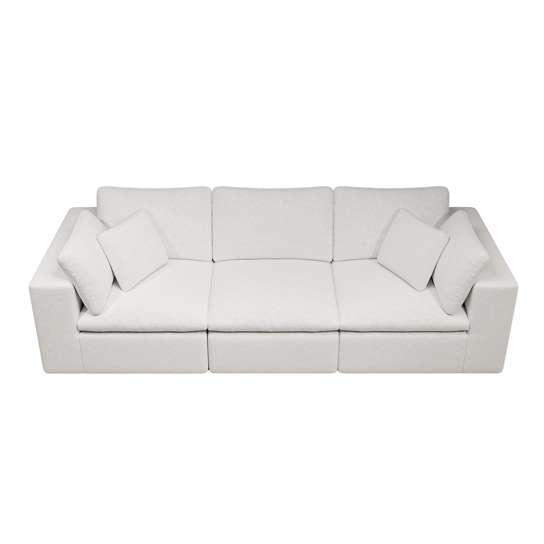 108.3*39.4"Modular sectional sofa seat,Upholstered compressed couch for living room,Bedroom,Apartment,No assembly required,3PC free combination,Plush corduroy fabric,WHITE - Image 6