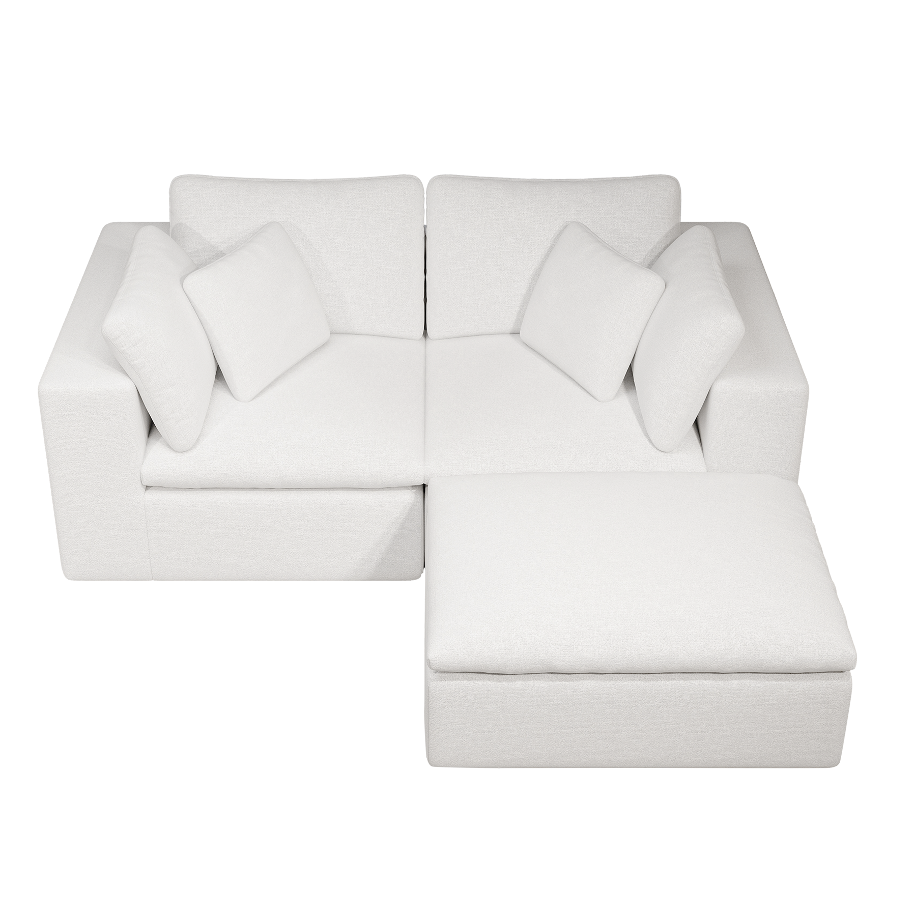 78.8*68.9"Modular sectional sofa seat,Upholstered compressed couch for living room,Bedroom,Apartment,No assembly required,3PC free combination,Plush corduroy fabric,WHITE - Image 5