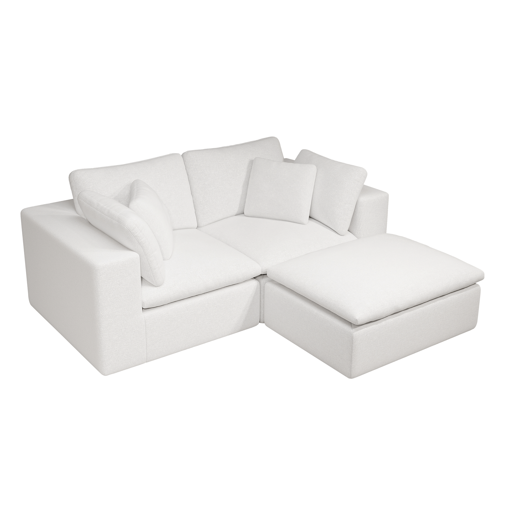 78.8*68.9"Modular sectional sofa seat,Upholstered compressed couch for living room,Bedroom,Apartment,No assembly required,3PC free combination,Plush corduroy fabric,WHITE - Image 6