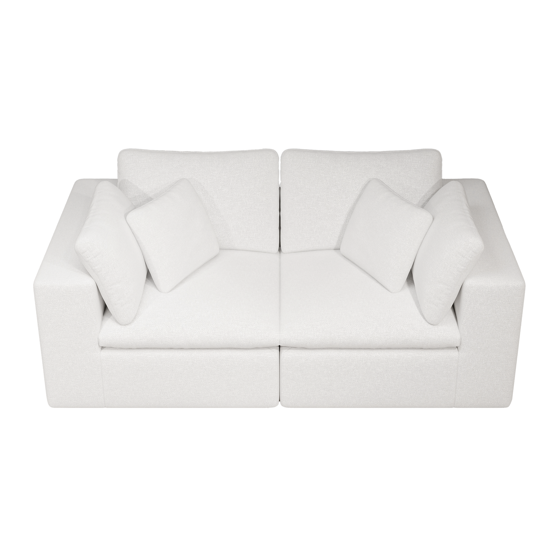 78.8*39.4"Modular sectional sofa seat,Upholstered compressed couch for living room,Bedroom,Apartment,No assembly required,2PC free combination,Plush corduroy fabric,WHITE - Image 5