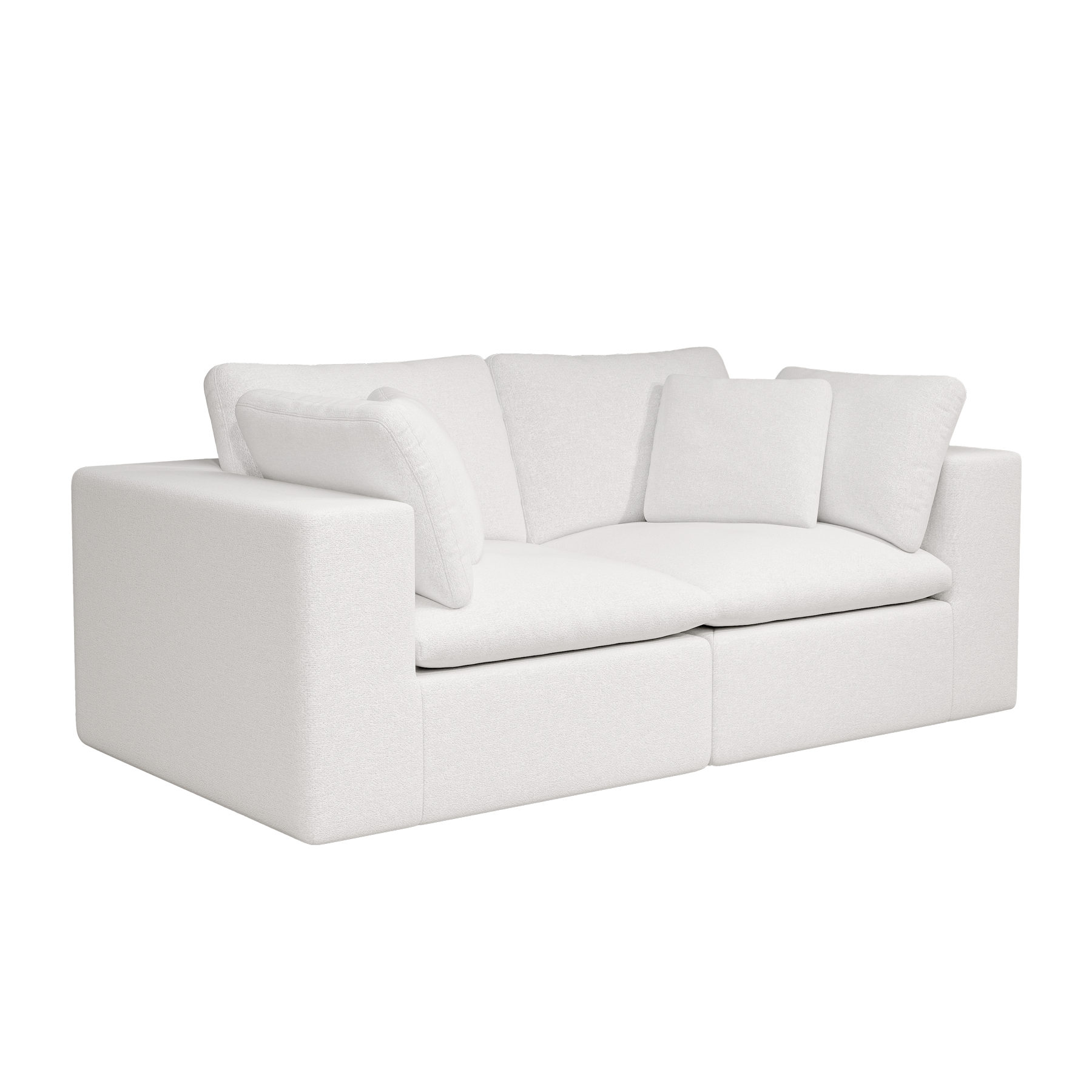 78.8*39.4"Modular sectional sofa seat,Upholstered compressed couch for living room,Bedroom,Apartment,No assembly required,2PC free combination,Plush corduroy fabric,WHITE - Image 6