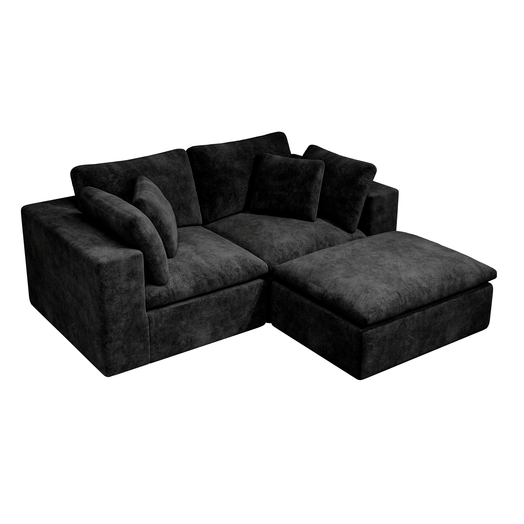 78.8*68.9"Modular sectional sofa seat,Upholstered compressed couch for living room,Bedroom,Apartment,No assembly required,3PC free combination,Plush corduroy fabric,BLACK - Image 5