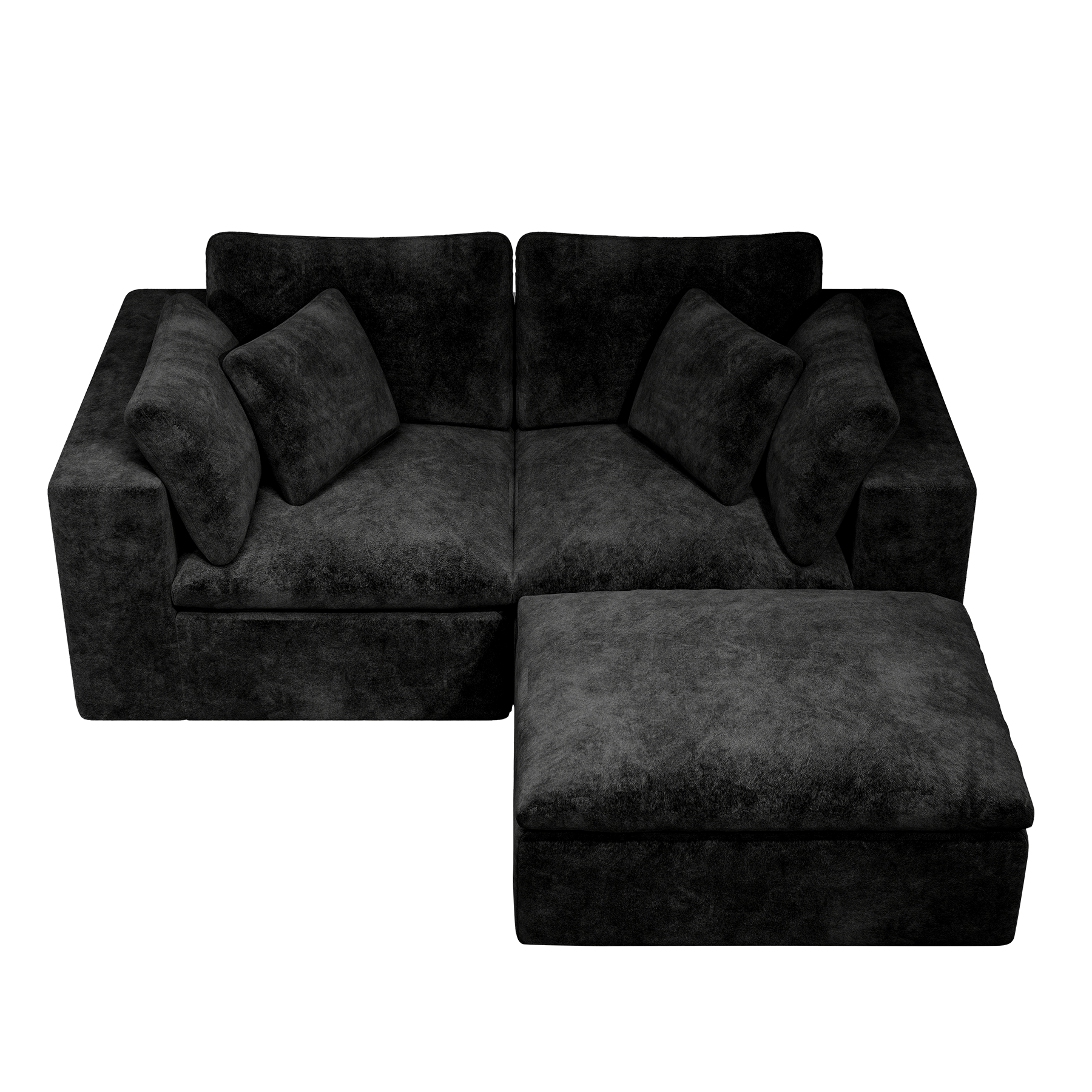78.8*68.9"Modular sectional sofa seat,Upholstered compressed couch for living room,Bedroom,Apartment,No assembly required,3PC free combination,Plush corduroy fabric,BLACK - Image 6