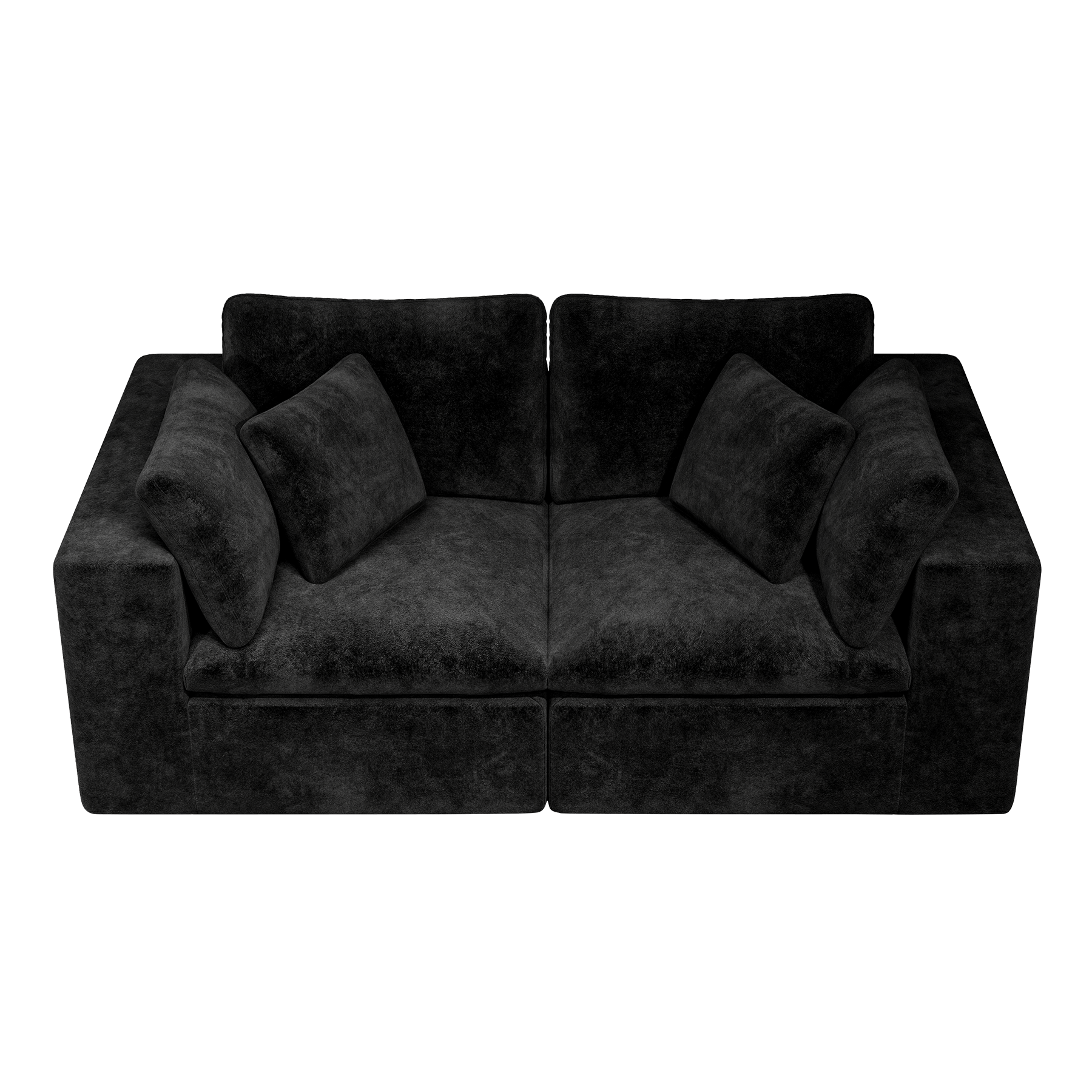 78.8*39.4"Modular sectional sofa seat,Upholstered compressed couch for living room,Bedroom,Apartment,No assembly required,2PC free combination,Plush corduroy fabric,BLACK - Image 6