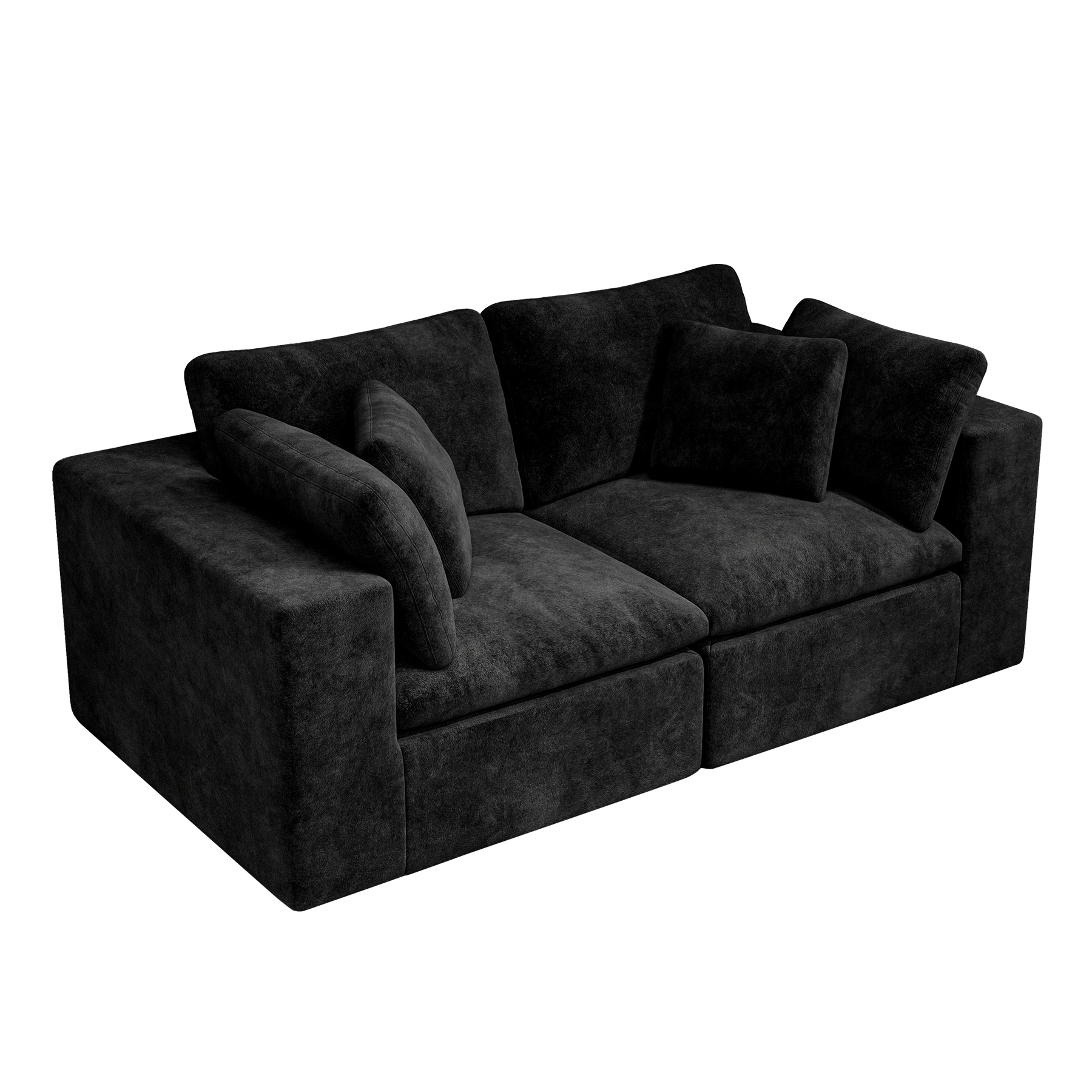 78.8*39.4"Modular sectional sofa seat,Upholstered compressed couch for living room,Bedroom,Apartment,No assembly required,2PC free combination,Plush corduroy fabric,BLACK - Image 5