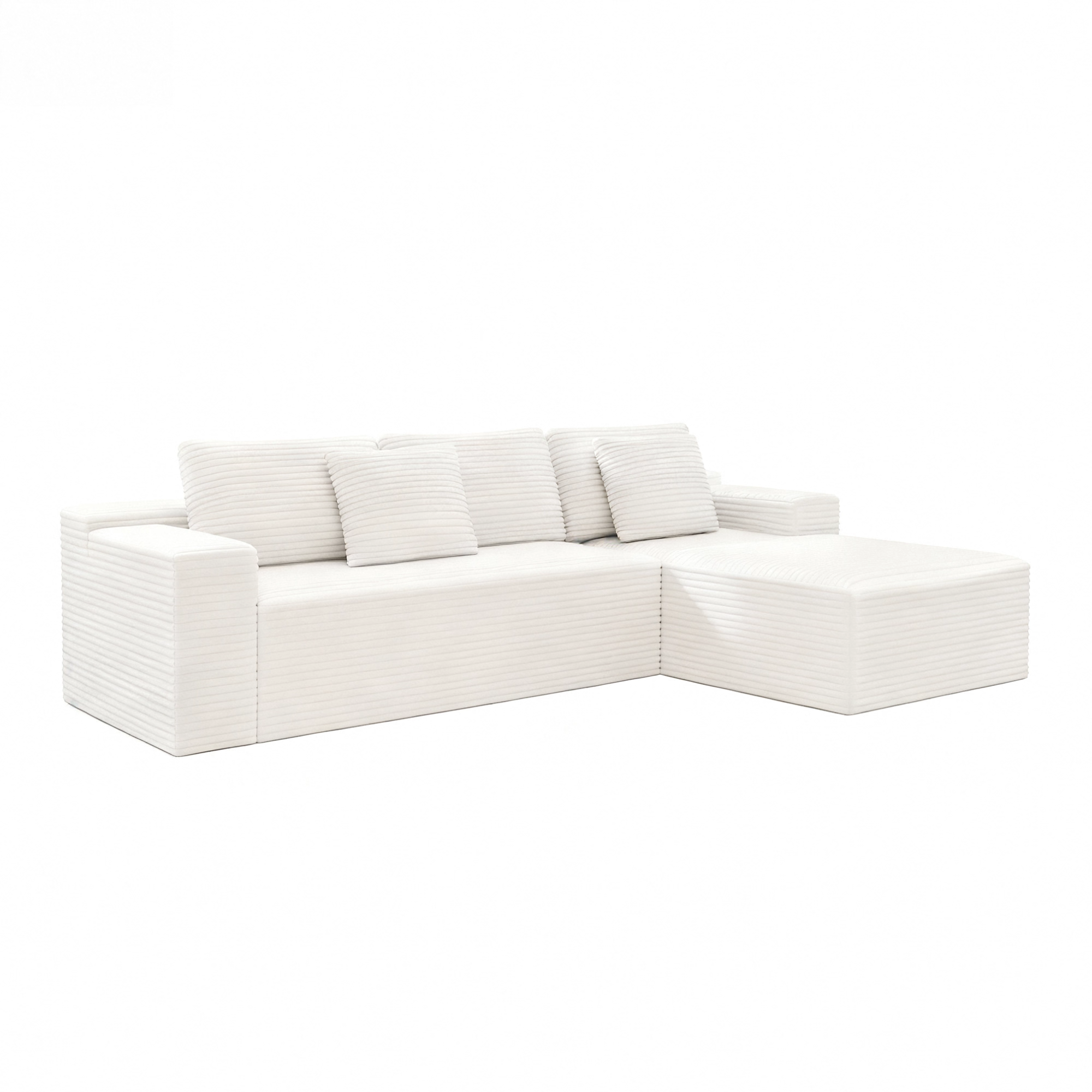 104.3*68.9"Modular sectional sofa seat,Upholstered compressed couch for living room,Bedroom,Apartment,No assembly required,2PC free combination,Plush corduroy fabric,WHTIE - Image 6