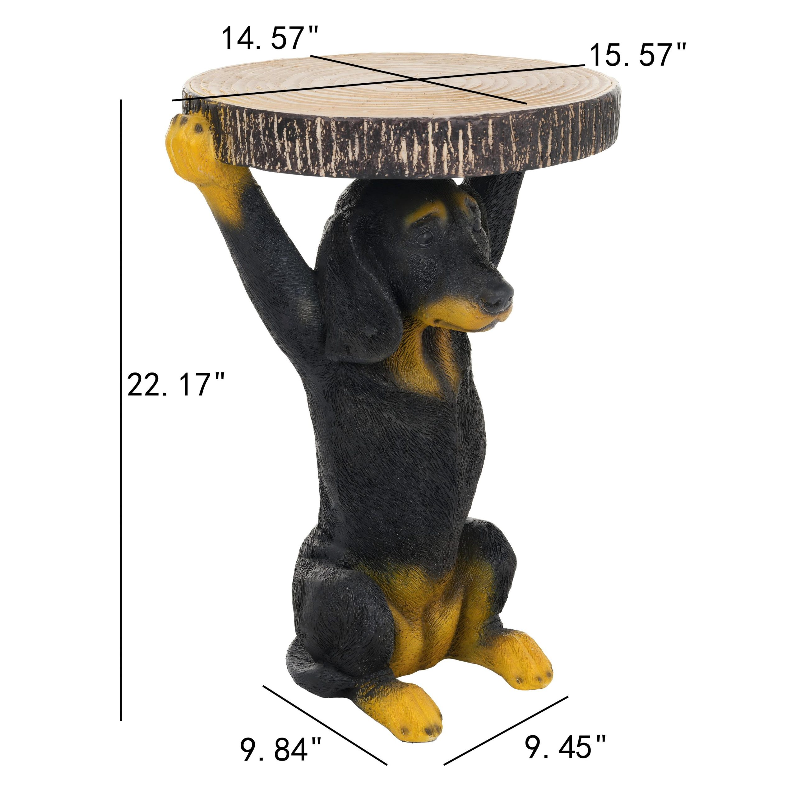 22.17"H Black Dog Side Table Pedestal End Table Stool, MGO Dog Statue Hand Painted Sculpture for Home, Office, Living Room & Outdoor Decor - Image 5