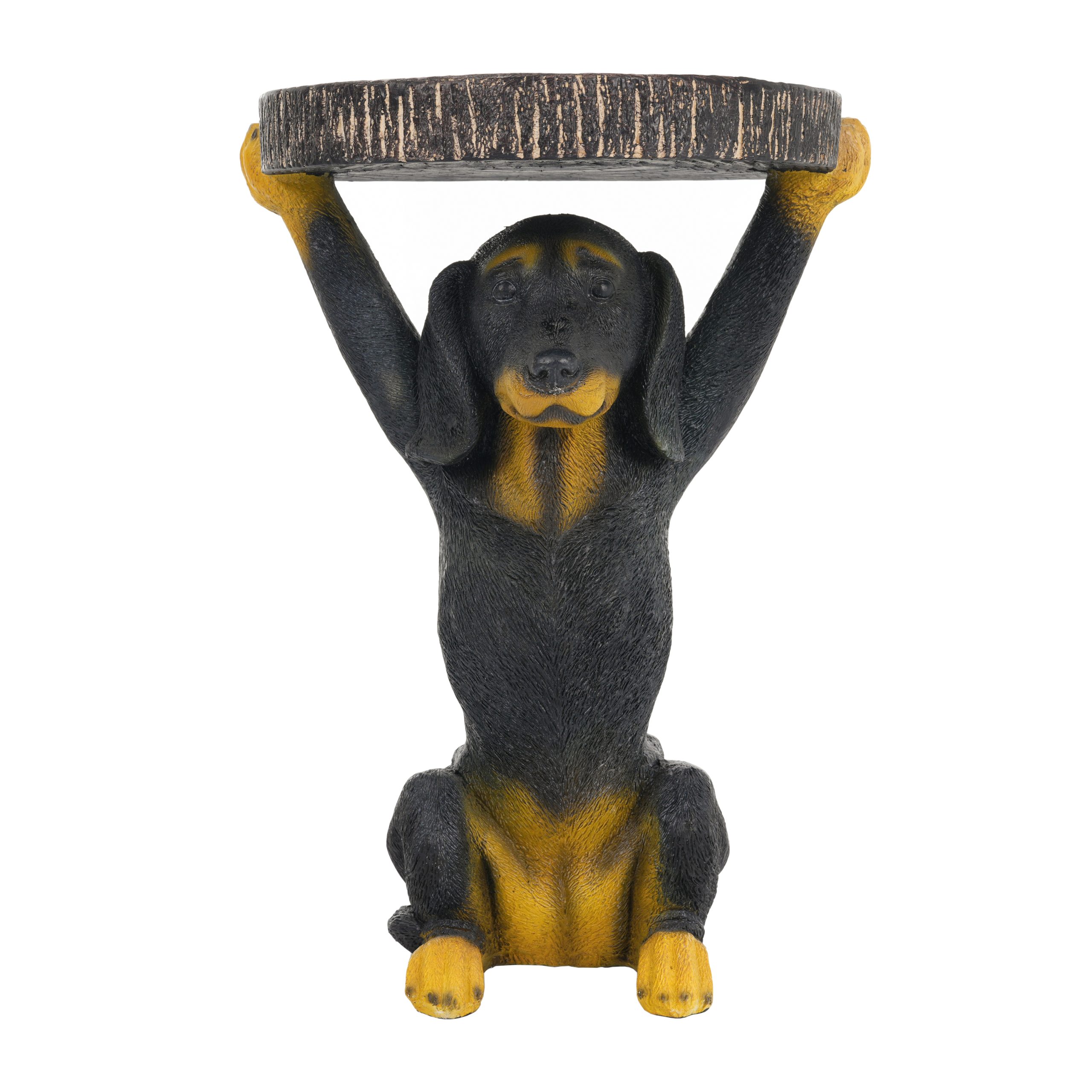 22.17"H Black Dog Side Table Pedestal End Table Stool, MGO Dog Statue Hand Painted Sculpture for Home, Office, Living Room & Outdoor Decor - Image 6