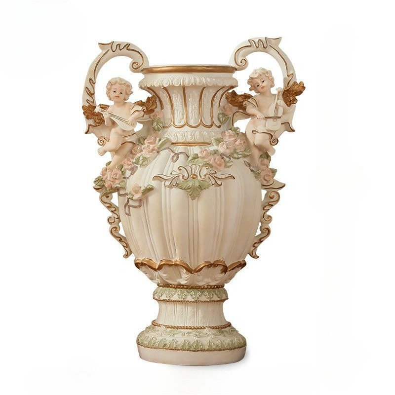 29.72" H x 19.21" L x 16.06" W European Style Angel Cupid Vase, Resin Handicraft Decor, Creative Home Soft Decoration for Living Room & Indoor Spaces - Image 6